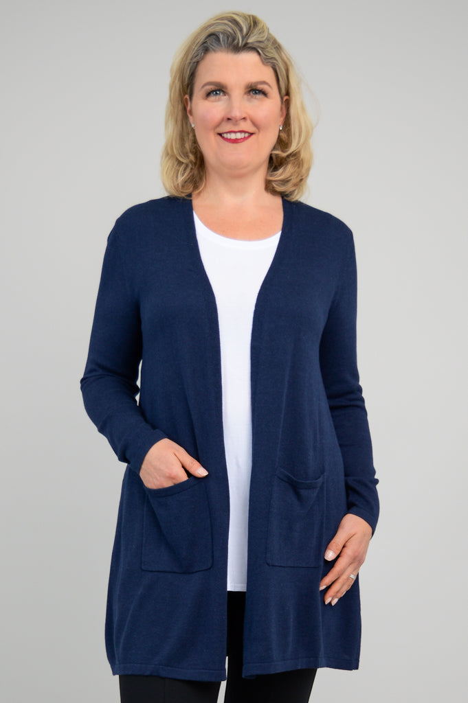 Justine Sweater - Soft Indigo Blue Bamboo Cotton Blend Women's Top for Casual Wear & Layering