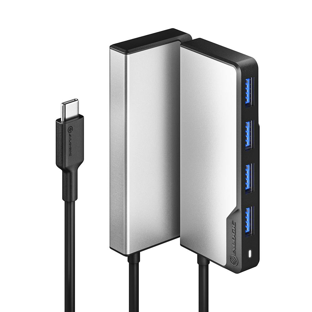 ALOGIC USB C Fusion Swift 4-in-1 Hub with HDMI, USB-A, USB-C & SD Card Reader - Space Grey - Perfect for MacBook, iPad & Windows Laptops - Home Office & Travel Essential