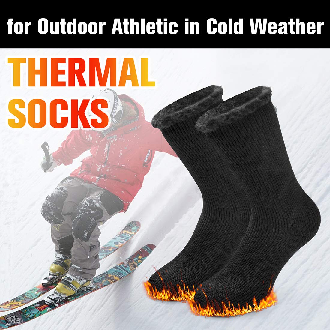 Thermal Winter Socks for Men & Women - Extra Thick Insulated Heated Crew Boot Socks for Extreme Cold Weather - Perfect for Skiing, Hiking & Outdoor Winter Activities
