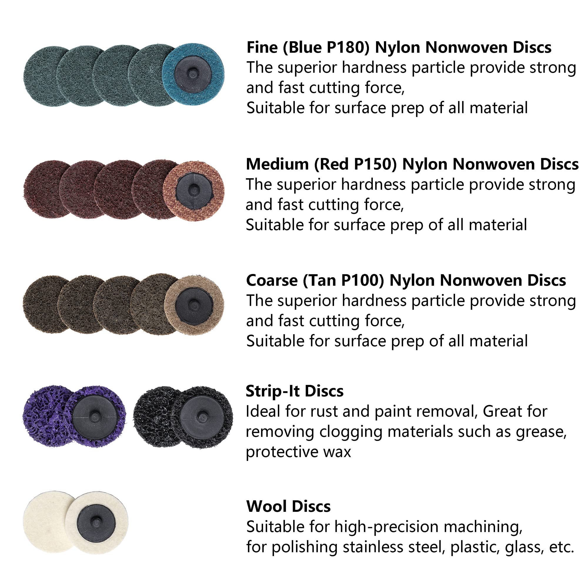 44Pcs 2-Inch Roll Lock Sanding Discs Set with 1/4-Inch Holder - Quick Change Surface Conditioning Discs for Die Grinder - Perfect for Sanding, Stripping, Grinding, Polishing & Paint Removal - Ideal for Metal, Wood & Automotive Surfaces