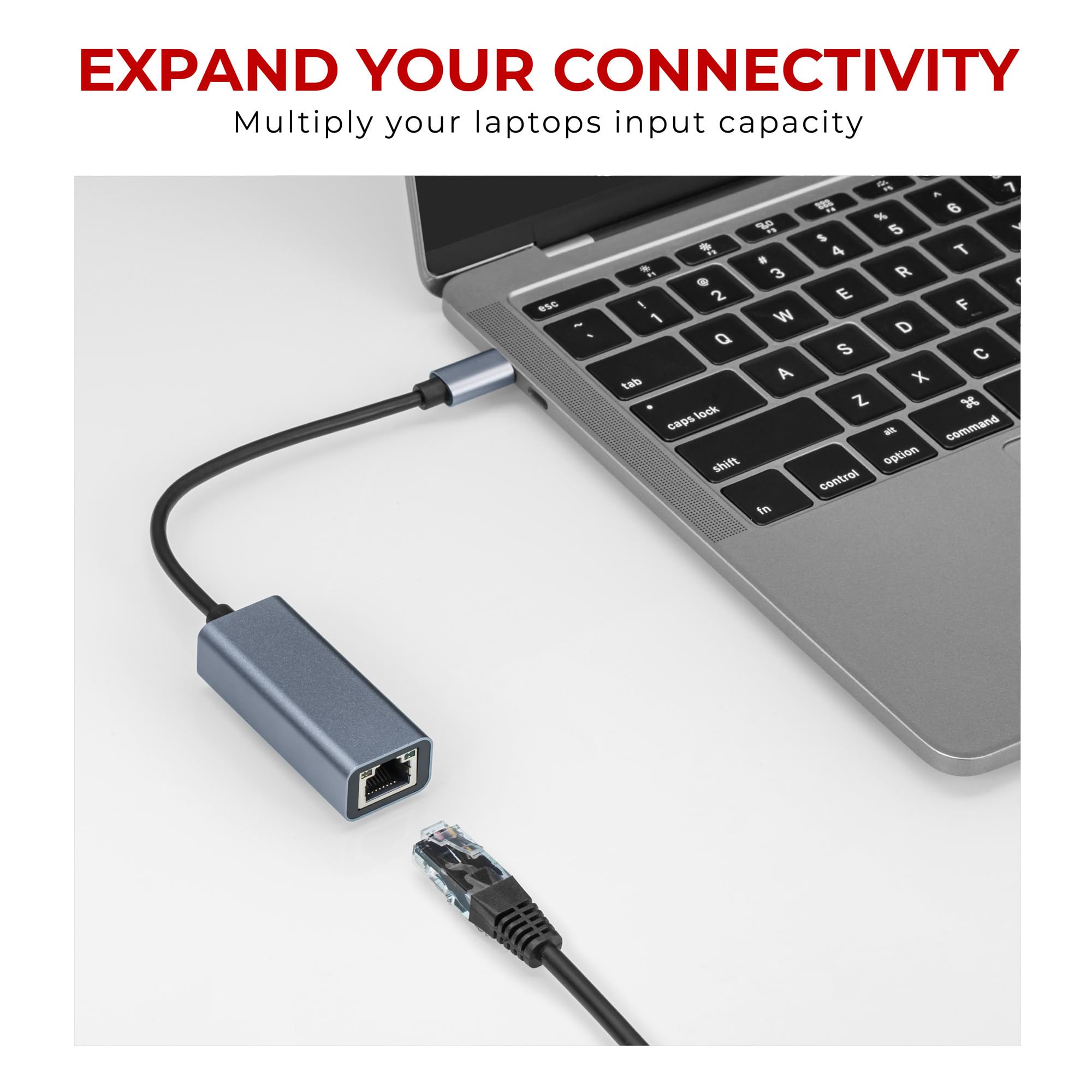 Nikkai Aluminum USB-C to RJ45 Gigabit Ethernet Adapter - 0.25m Cable for MacBook Pro/Air, iPad Pro, Dell XPS, Lenovo ThinkPad - Fast Wired Internet for Home Office, Gaming & Streaming