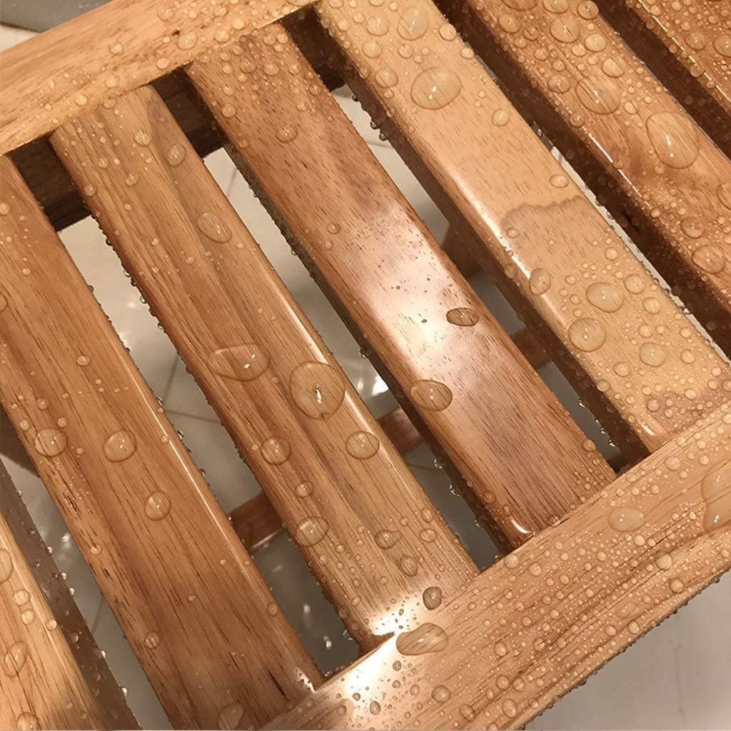 Premium Teak Shower Bench - Waterproof Wooden Shower Seat for Elderly & Pregnant Women - Sturdy Bathroom Stool with Non-Slip Feet - Perfect for Spa Relaxation, Baby Bathing & Accessibility Needs