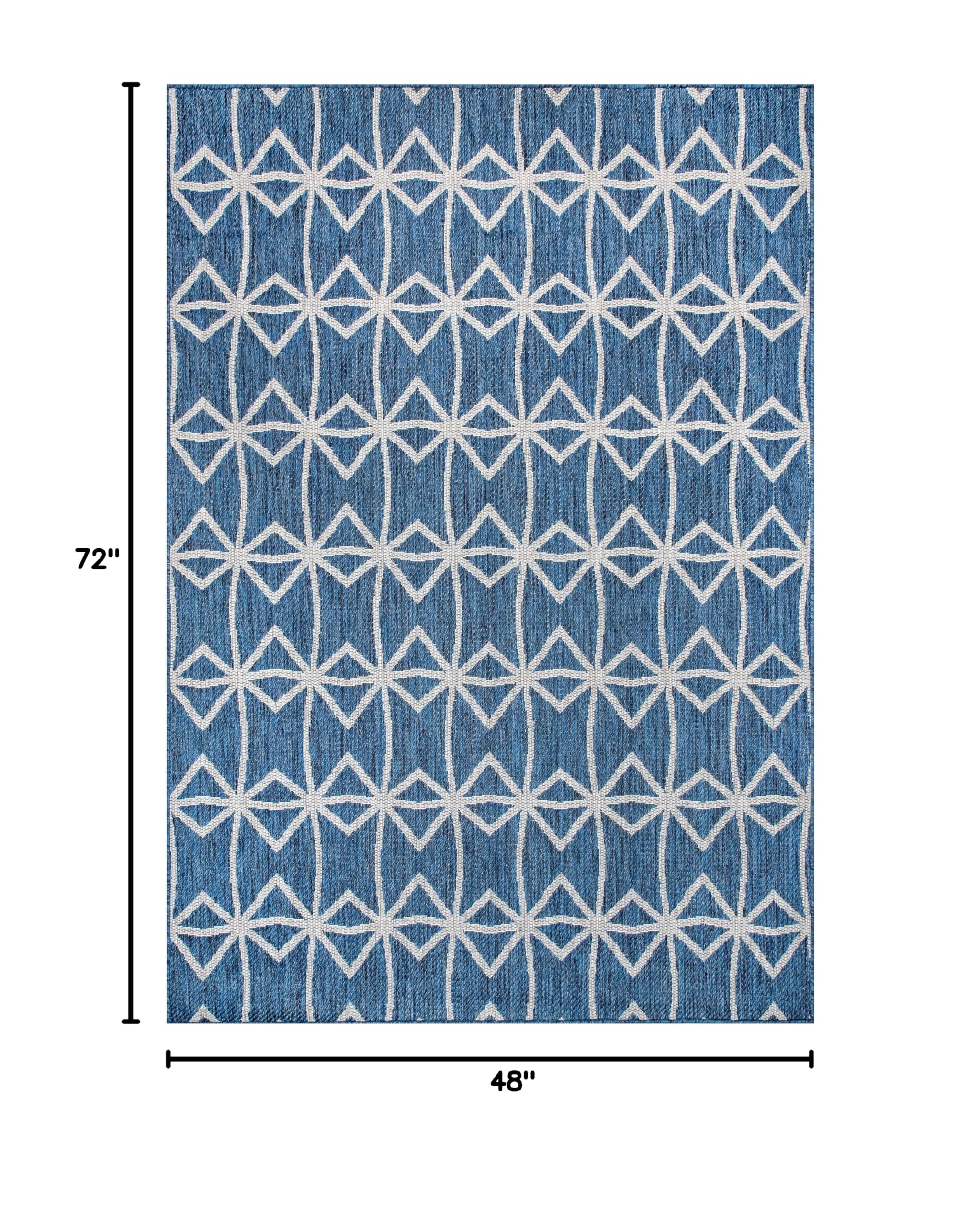 nuLOOM 4' x 6' Outdoor Performance Area Rug - Stain & Weather Resistant, High Traffic Patio & Balcony Rug in Saunders Blue | Perfect for Outdoor Living Spaces, Decks & Poolside Areas