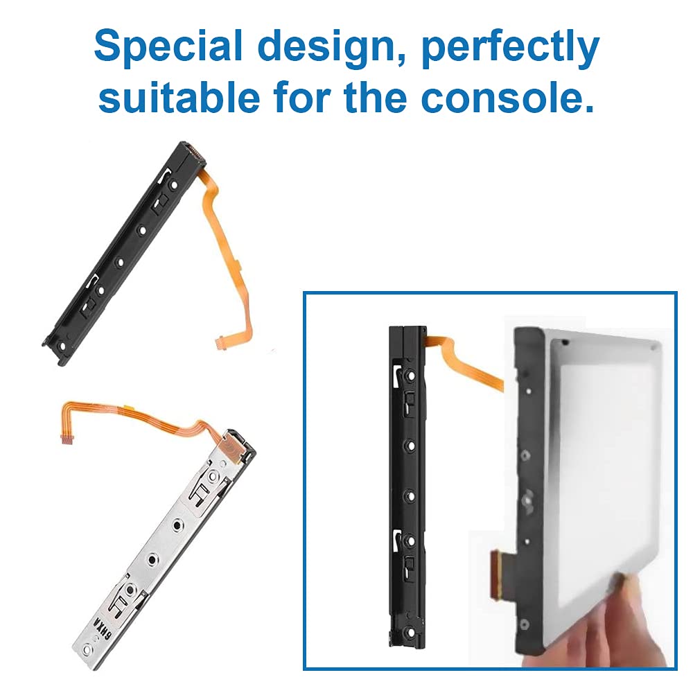2 Pack Left & Right Slide Rail Metal Brackets for Nintendo Switch Console - Includes Y-Screwdriver | Easy DIY Repair & Replacement Parts for Joy-Con Controllers
