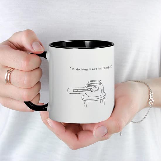 11 oz (325 ml) Ceramic Coffee Mug with Trombone Goldfish Design - Perfect for Tea, Coffee & Hot Beverages at Home, Office or Gifts