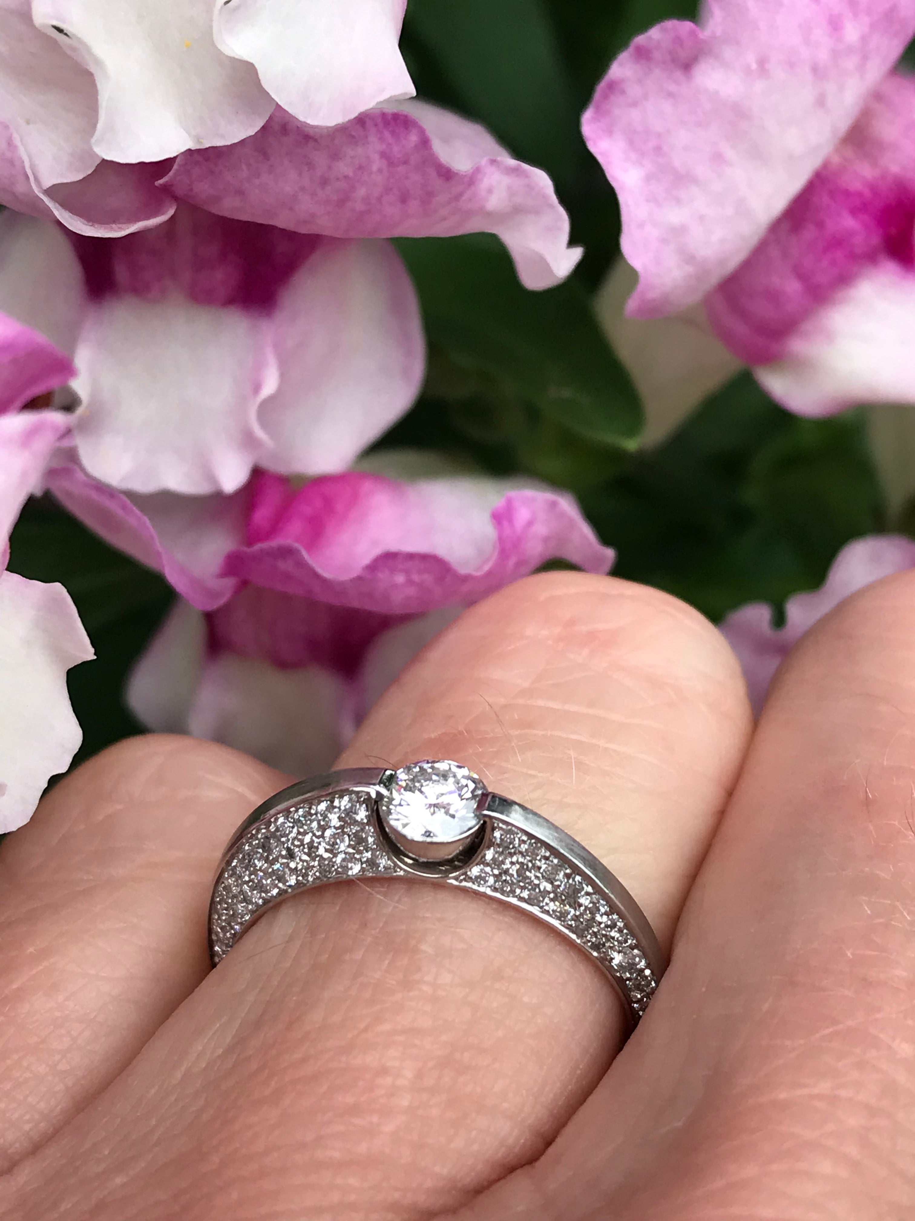 0.27ct Platinum Diamond Ring - Brilliant Cut & Pave Set Natural Diamond Engagement Ring for Women - Perfect for Weddings, Anniversaries & Special Occasions