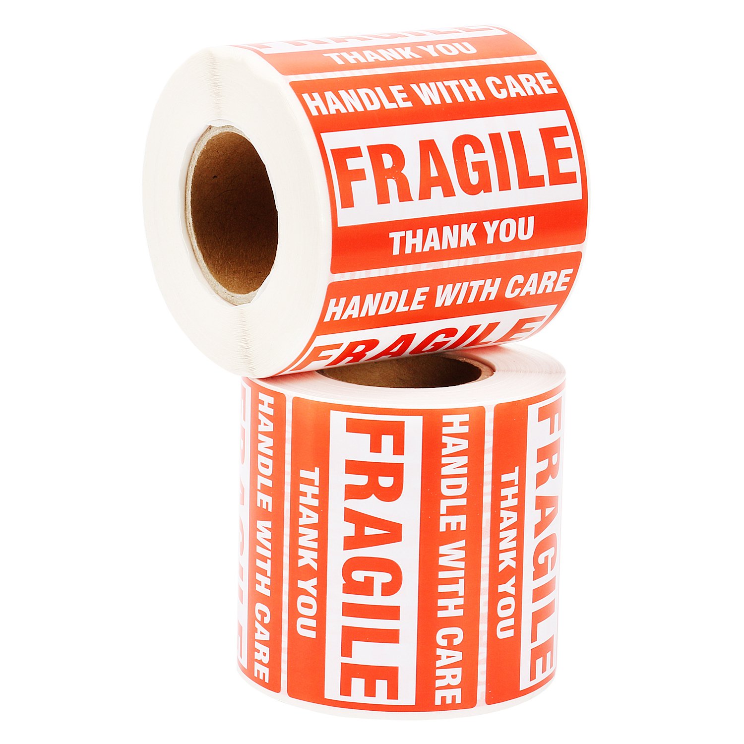 RBHK Fragile Stickers 2'' x 3'' - Handle with Care Shipping Labels, 500 Labels per Roll (8 Rolls) - Perfect for Package Protection, Moving Boxes & Delicate Item Shipments