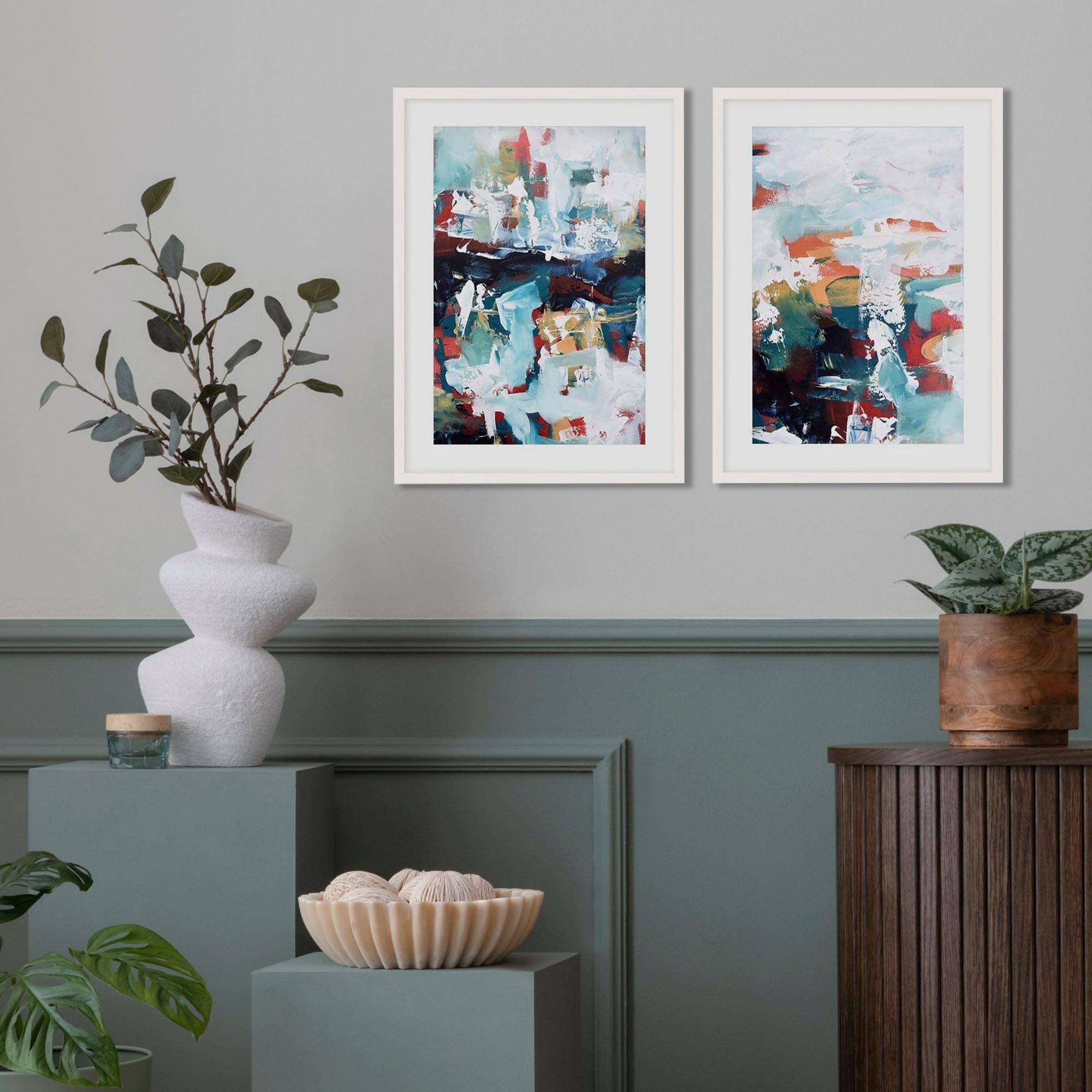 Turquoise Landscape Print Set of 2 - Modern Wall Art for Living Room, Bedroom & Office Decor