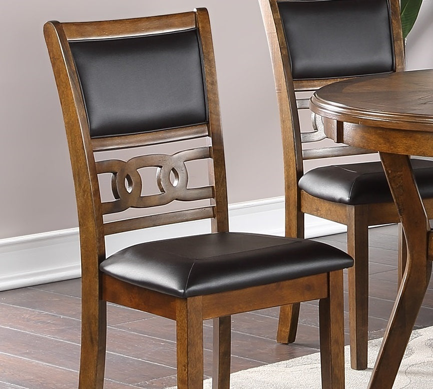 Walnut Finish Dining Room Chairs Set of 2 - Padded Cushion Seats with Unique Back Design - Perfect for Kitchen, Breakfast Nook & Formal Dining Rooms