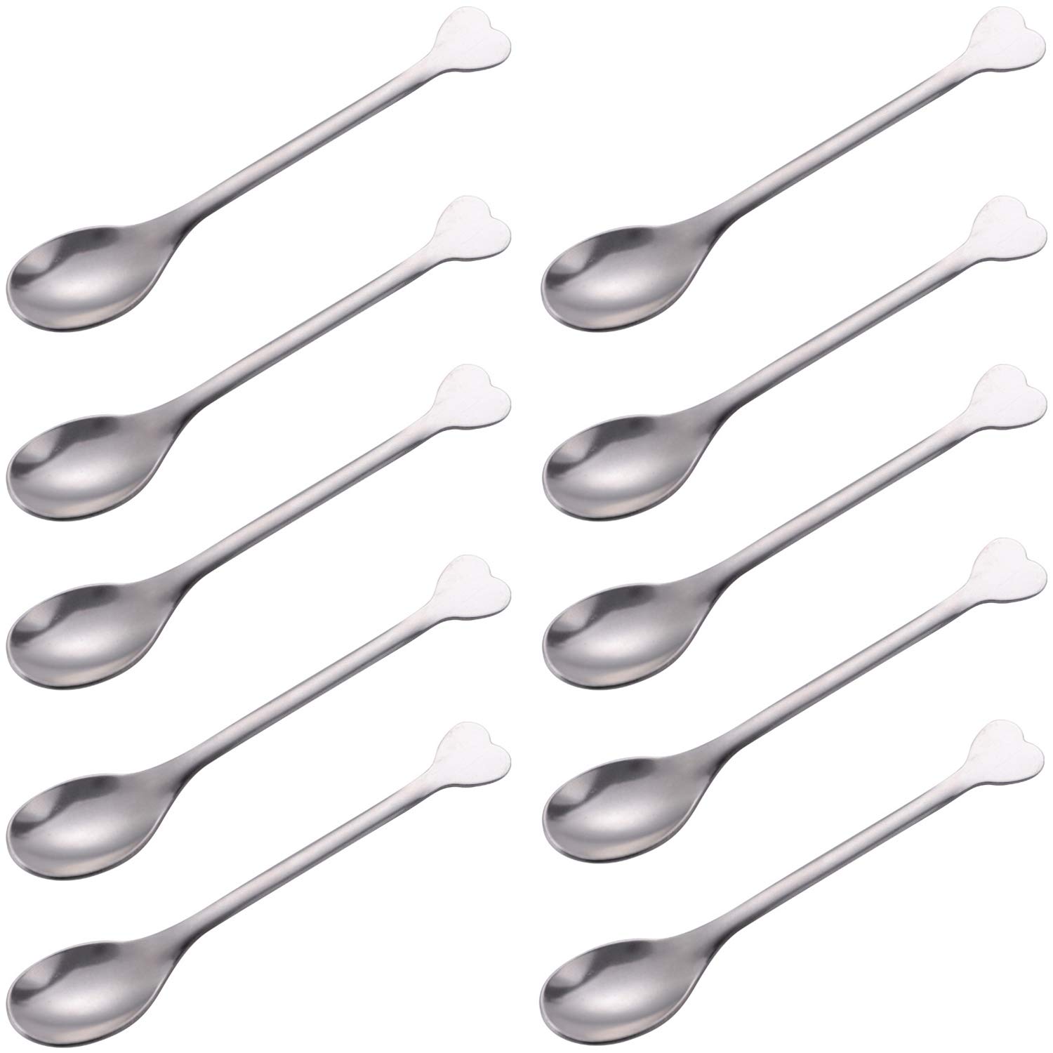 10-Piece Mini Dessert Spoon Set - Stainless Steel Demitasse & Espresso Coffee Spoons - 4.5