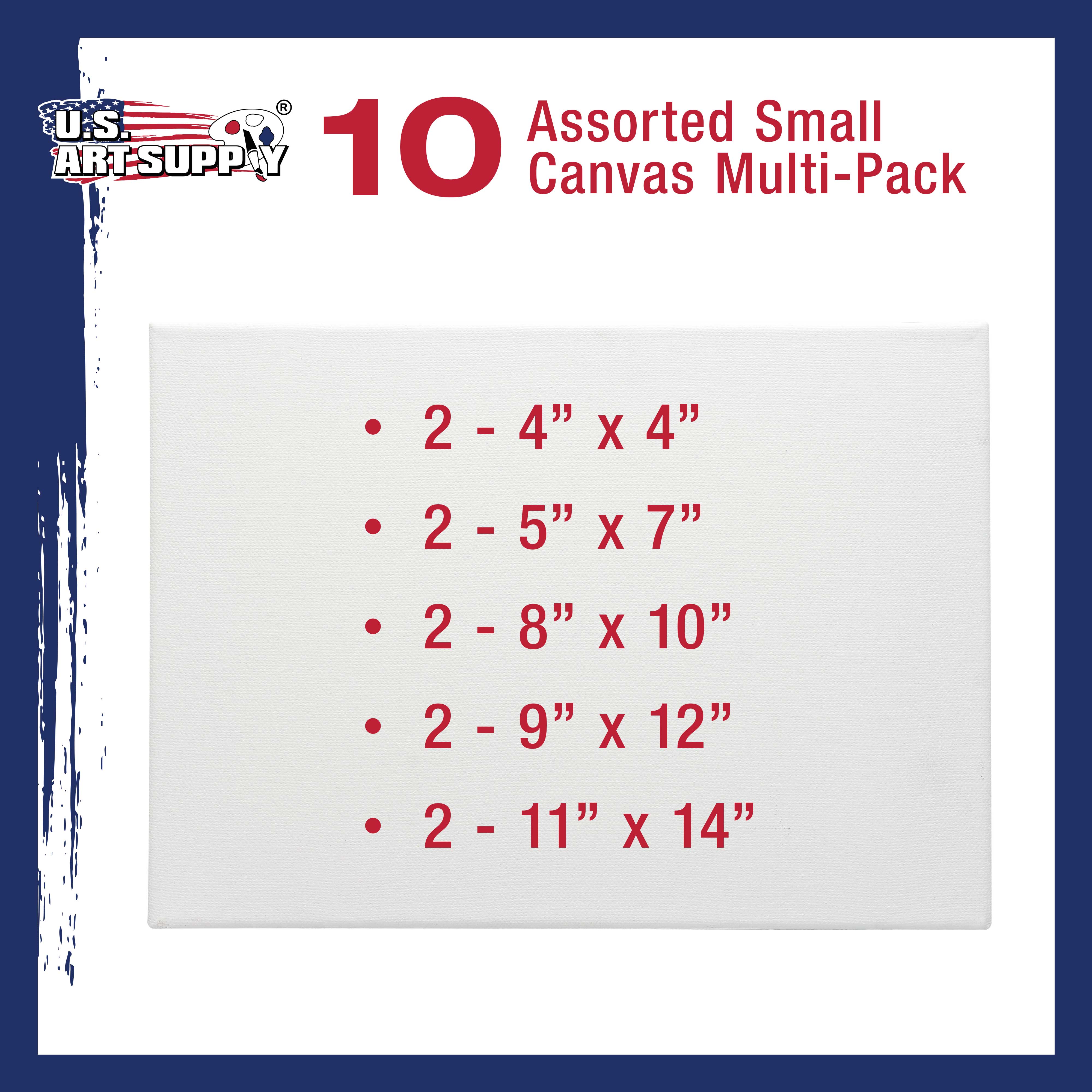 Premium Artist Canvas Multi-Pack - 2 Sets of 4x4, 5x7, 8x10, 9x12, 11x14 Inch 12oz Primed Gesso Stretched Canvases for Oil & Acrylic Painting - Perfect for Beginners, Students & Professional Artists - Home Studio & Classroom Art Supplies