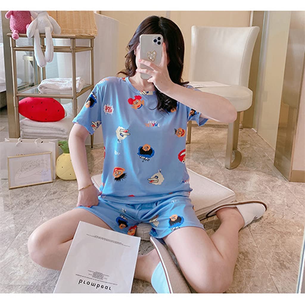 **Panda Print Women's Pajama Set - Soft Short Sleeve T-Shirt & Shorts 2-Piece Sleepwear for Women | Cozy Casual Loungewear for Home & Sleep | Size XX-Large (Color B)**