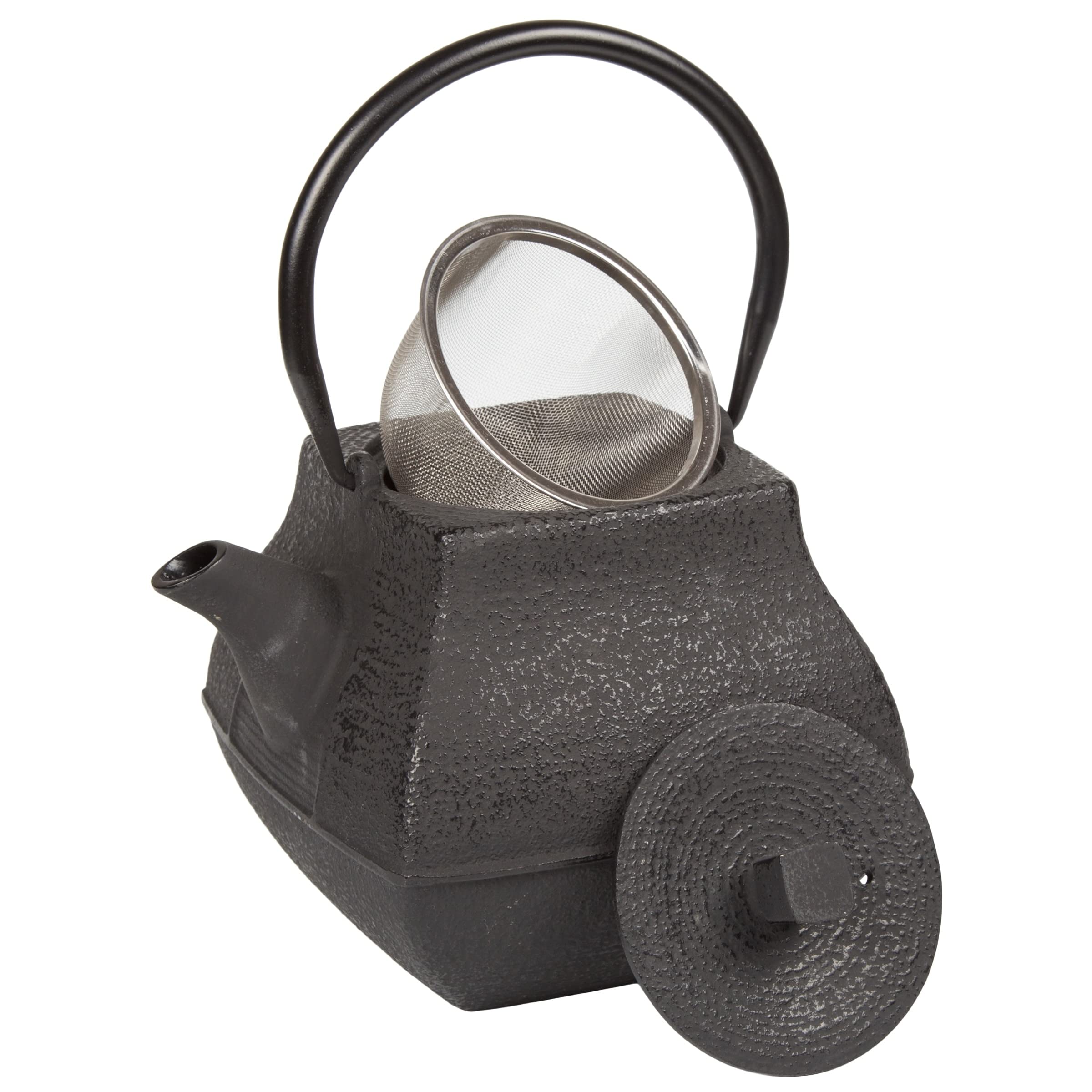 47 oz Black Cast Iron Tea Pot for Japanese Tea Ceremony - Creative Home Traditional Teapot for Loose Leaf Tea, Hot Water & Home Decor