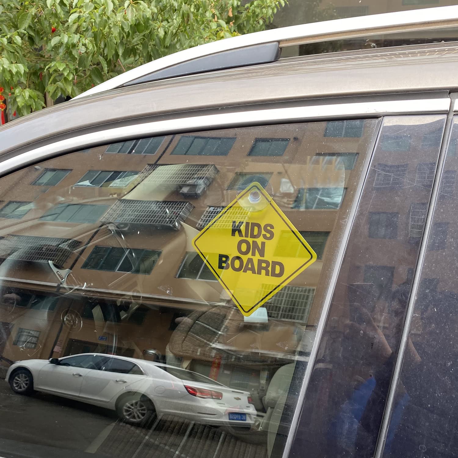 2PCS Kids on Board Car Stickers with Suction Cups - Yellow Safety Decals for Family Vehicles | Perfect for School Drop-offs & Road Trips