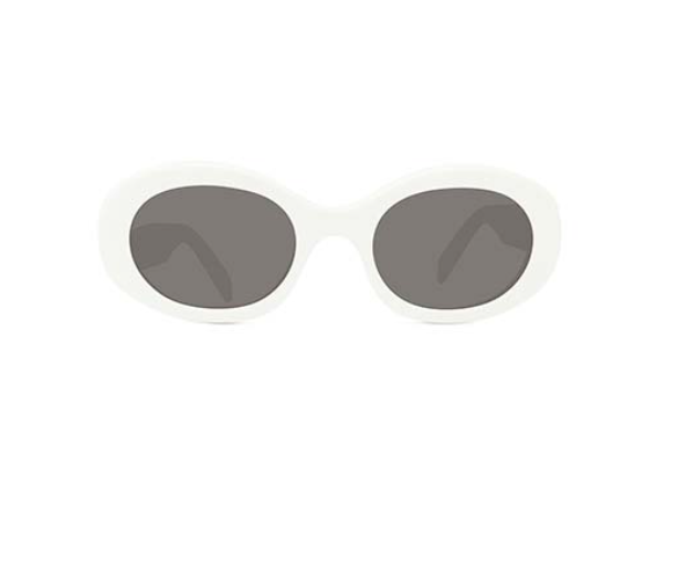 Celine Triomphe CL40194U 25A Shiny Ivory Smoke Organic Oval Women's Sunglasses - Luxury Designer Shades for Women, UV Protection, Fashionable Oval Frame - Perfect for Beach, Driving & Outdoor Activities