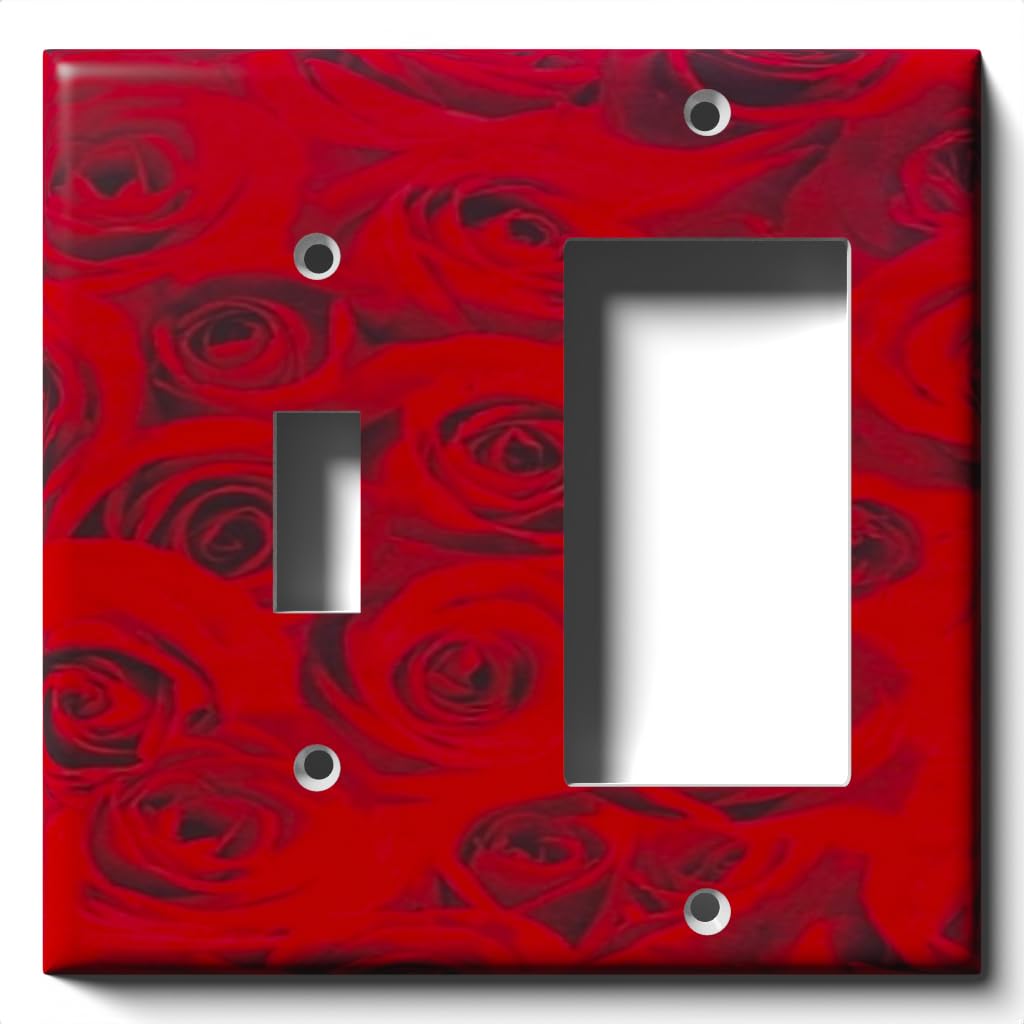 Red Roses Decorative GFCI Outlet Cover - Single Toggle Rocker Wall Plate for Living Room, Bedroom & Kitchen Decor