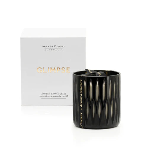 Glimpse Noir Luxury Scented Candle 440g by Apsley and Company - Premium Soy Wax Candle for Home Decor, Romantic Dinner & Relaxation