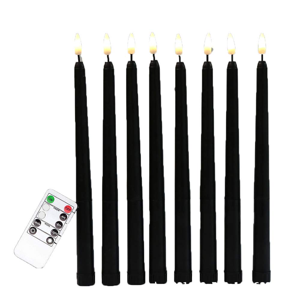 Kaxofang 6-Pack Black Flameless LED Taper Candles - Battery Operated Fake Pillar Candles for Halloween, Christmas, Weddings & Home Decor