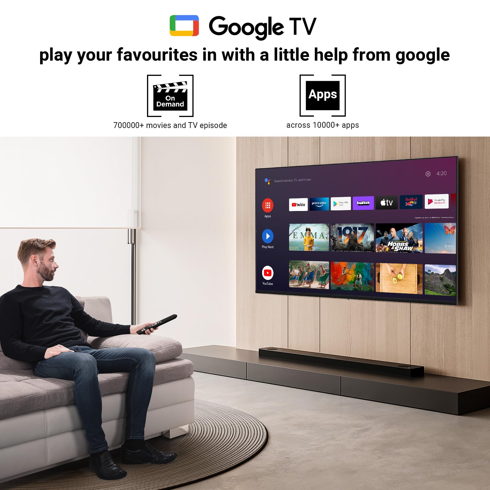 24 Inch 720P HD Smart TV with Google TV - Slim LED Smart TV/Monitor with HDMI, Dolby Audio & Voice Remote (2024 Model) for Streaming, Gaming & Home Entertainment - Perfect for Bedroom, Dorm, Kitchen & Small Spaces
