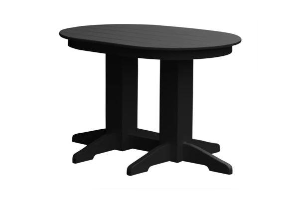 A & L Furniture Oval Dining Table with Free 2 Umbrella Holes - Perfect for Outdoor Patio, Garden, and Poolside Dining