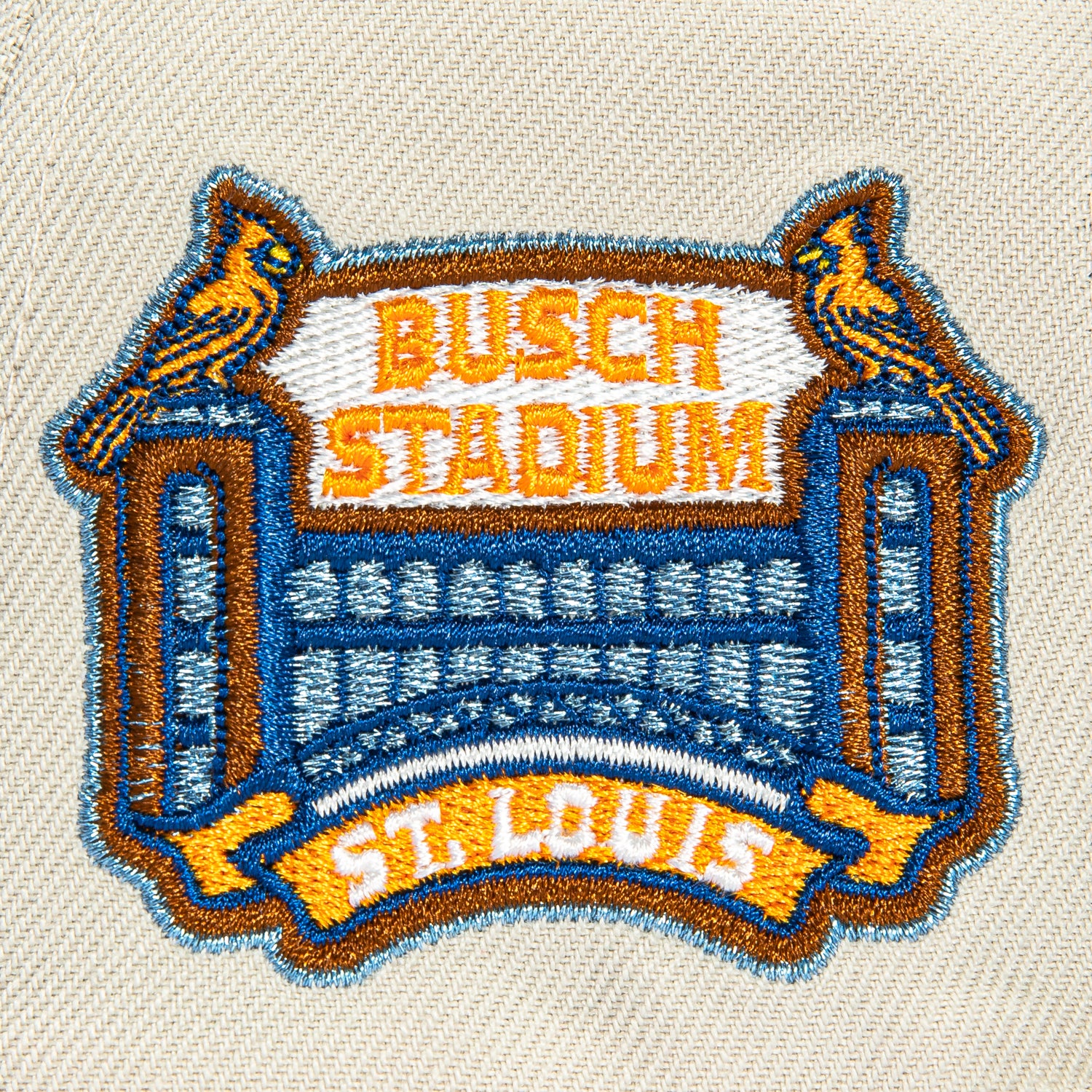 New Era 59Fifty St Louis Cardinals Busch Stadium Patch Hat - Stone, Graphite & Light Blue | MLB Baseball Cap for Fans, Game Day & Casual Wear