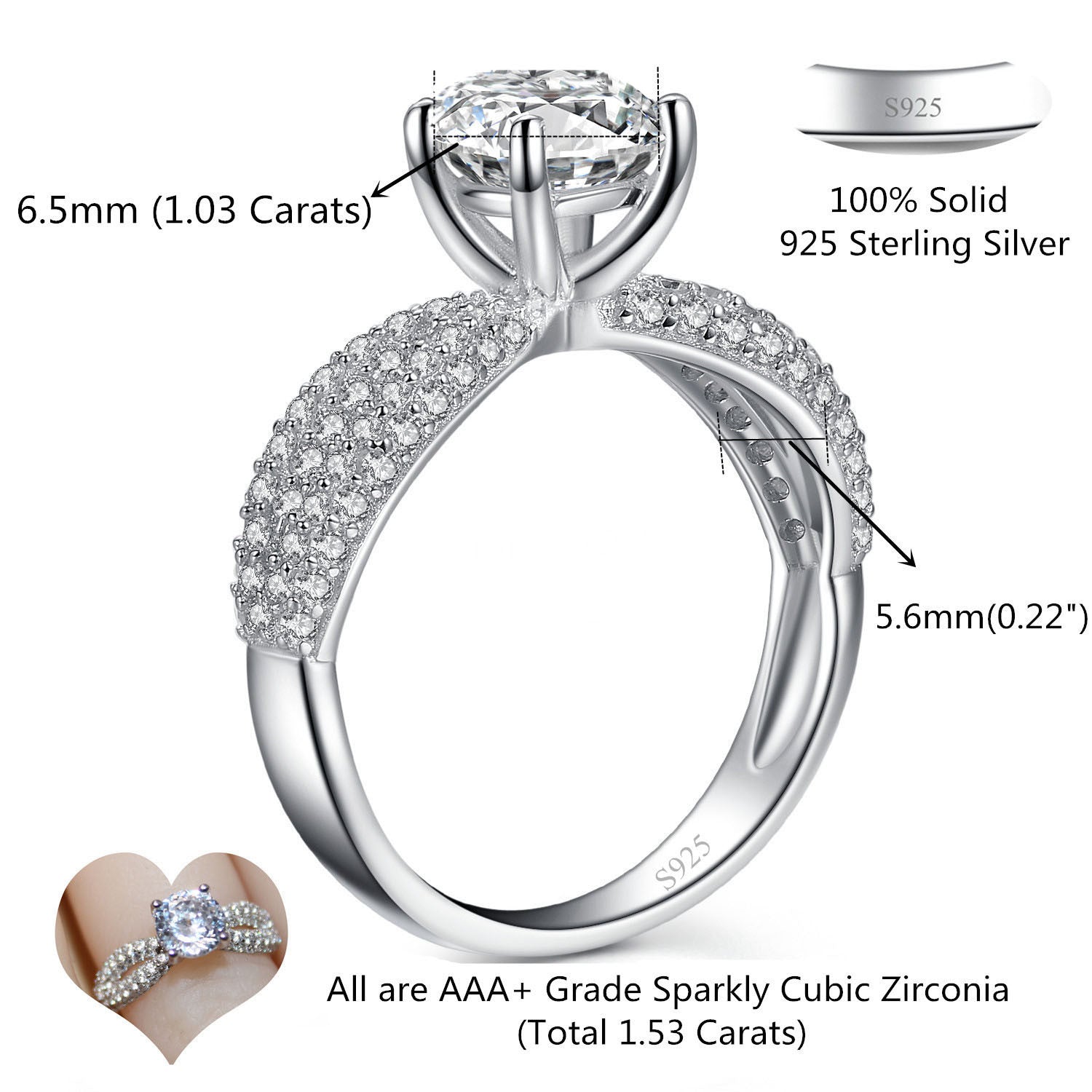 MABELLA Infinity Engagement Ring - Solitaire Round Cubic Zirconia in Sterling Silver, Wedding Proposal Ring for Women, Perfect Anniversary & Valentine's Day Gift for Her