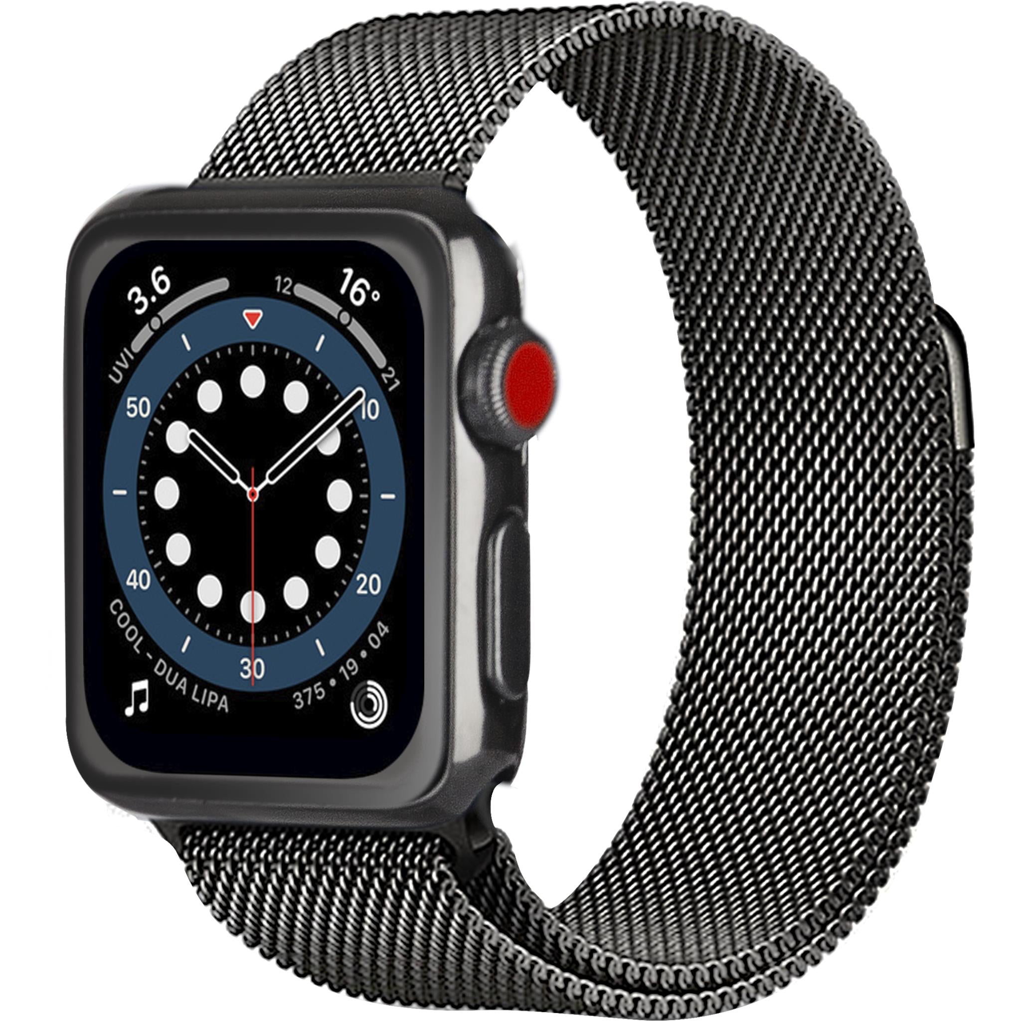 3sixT Replacement Mesh Band for Apple Watch 42mm 44mm - Black Stainless Steel Strap | Comfortable & Adjustable for Workout, Running, Office & Daily Wear