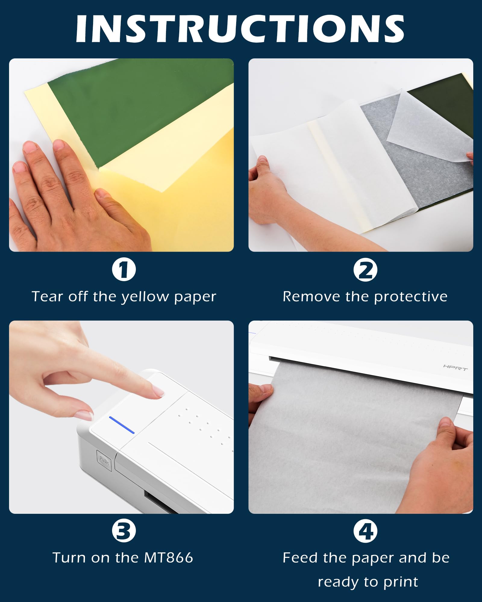 HPRT 100 Sheets A4 Temporary Tattoo Paper for MT866/M08F Printers - DIY Custom Tattoos for Parties, Events & Body Art