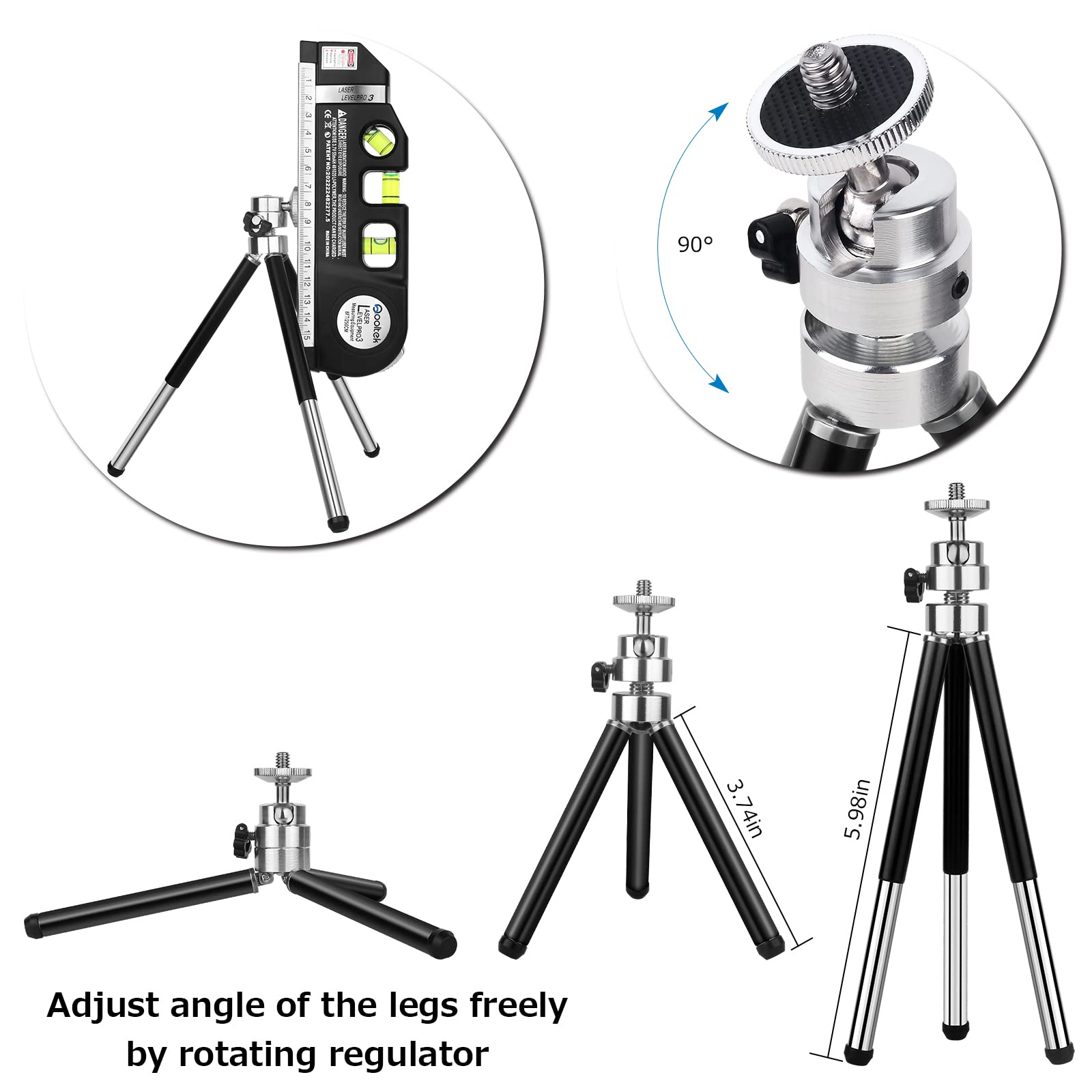 Qooltek Cross Line Laser Level Tool with Metal Tripod & Rechargeable Battery - Multipurpose Laser Level for Picture Hanging, Construction, and DIY Projects (Black) - Perfect for Home Renovation, Wall Alignment, and Tile Installation