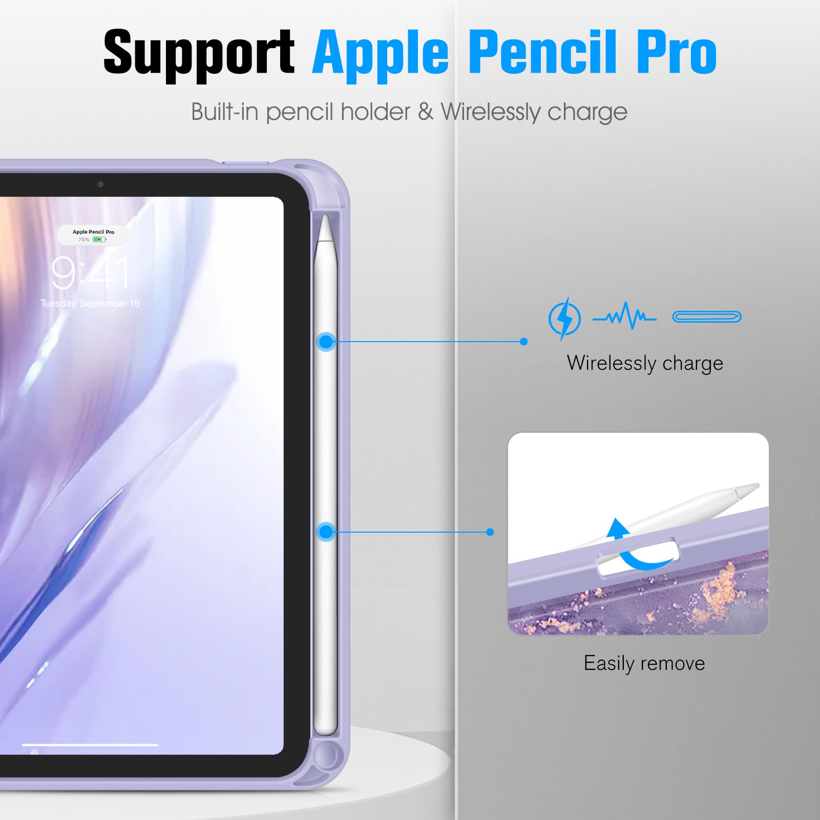 Fintie Magnetic Shockproof Stand Case for iPad Mini 7 (2024, A17 Pro) & iPad Mini 6 (8.3 Inch) - Multi-Angle Rugged Protective Cover with Soft TPU Back, Lilac Marble Design | Perfect for Work, Travel & Home Use
