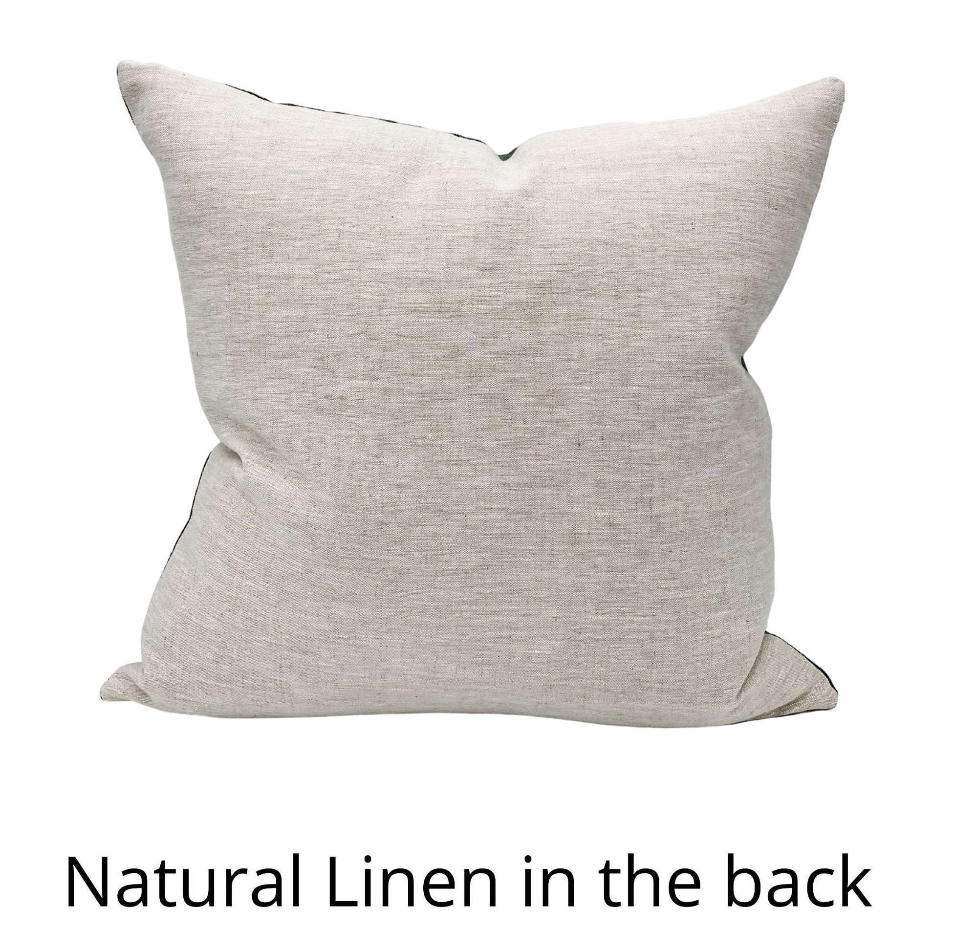 Boho Floral Linen Pillow Cover - Rock Grey & Navy Blue on Off White, Small Flowers Design, Decorative Throw Pillow (14x36 inches) for Living Room, Bedroom, or Nursery Decor