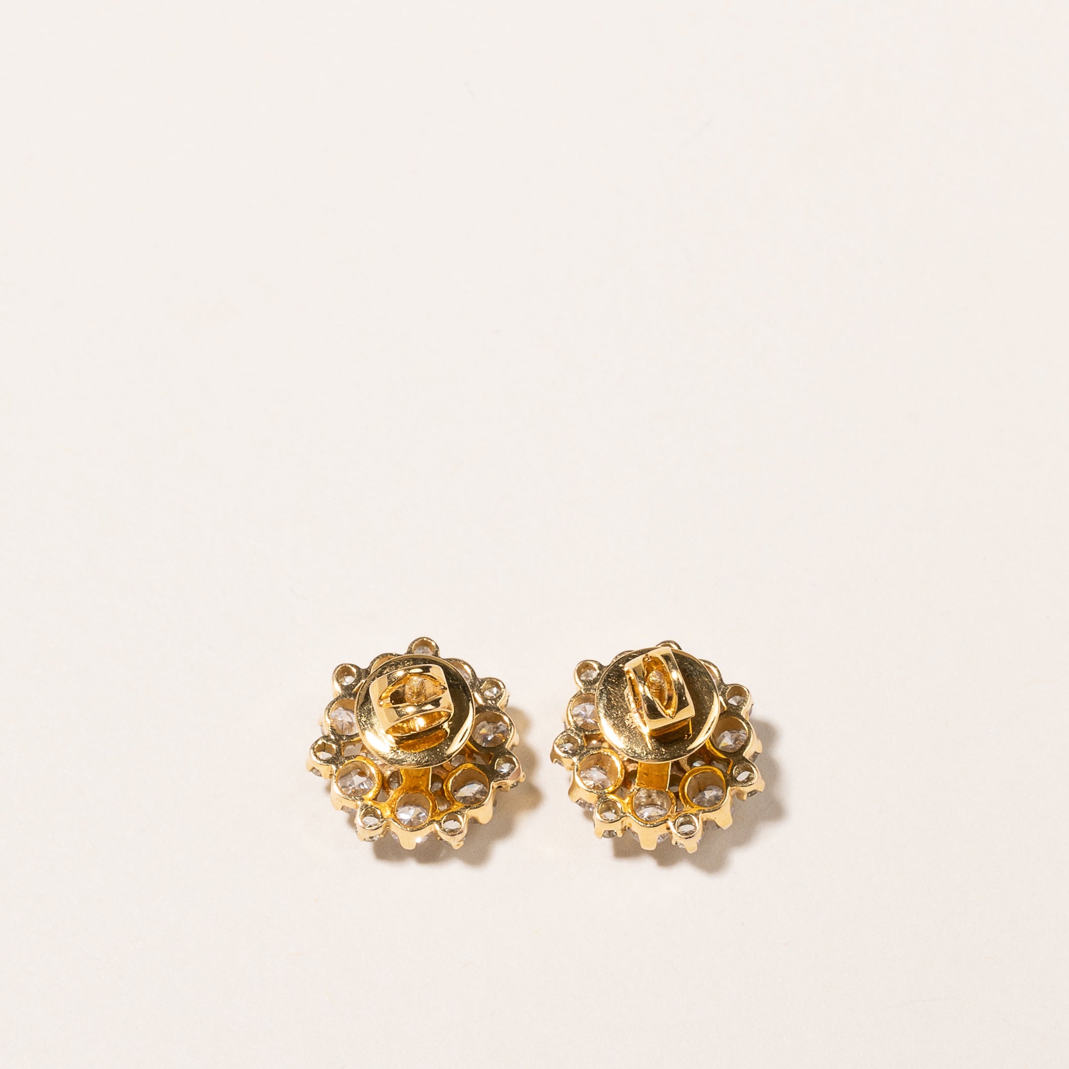 14K Yellow Gold Diamond Cluster Stud Earrings - 2.08ctw Round Cut Diamond Earrings for Women | Elegant Gift for Anniversary, Birthday & Special Occasions