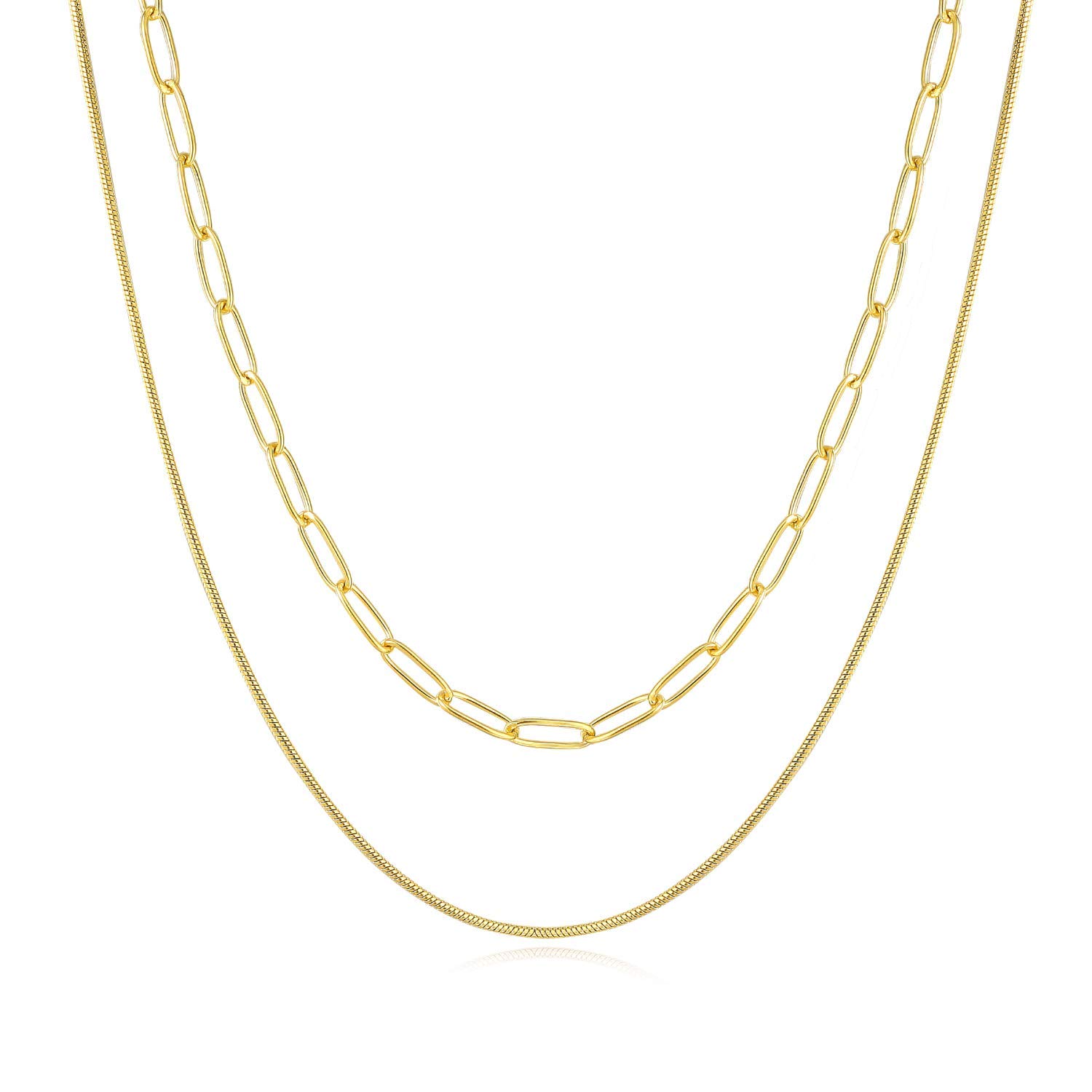 Layered Gold Chain Choker Necklace Set for Women - Cuban Link, Paper Clip, Snake & Rope Chains | Dainty Layering Jewelry for Everyday Wear, Date Night & Special Occasions