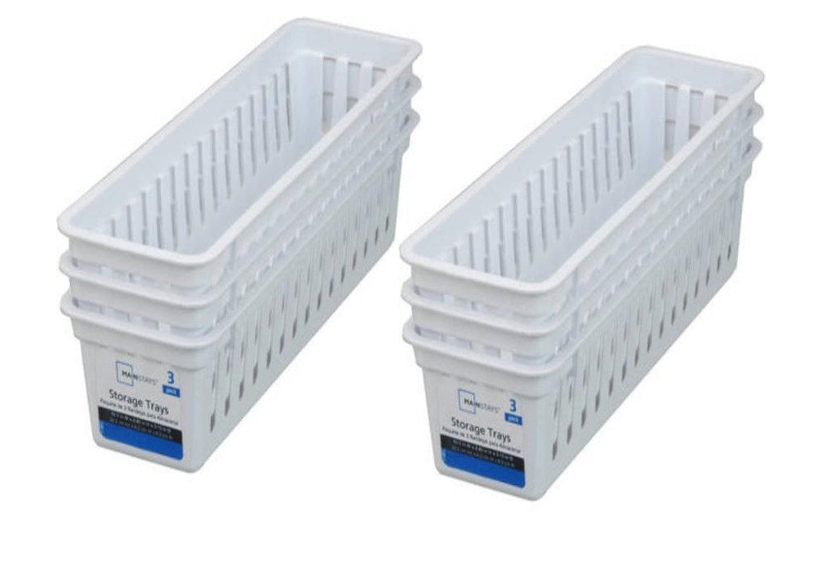 Mainstays White Plastic Storage Trays - Pack of 12 for Organizing