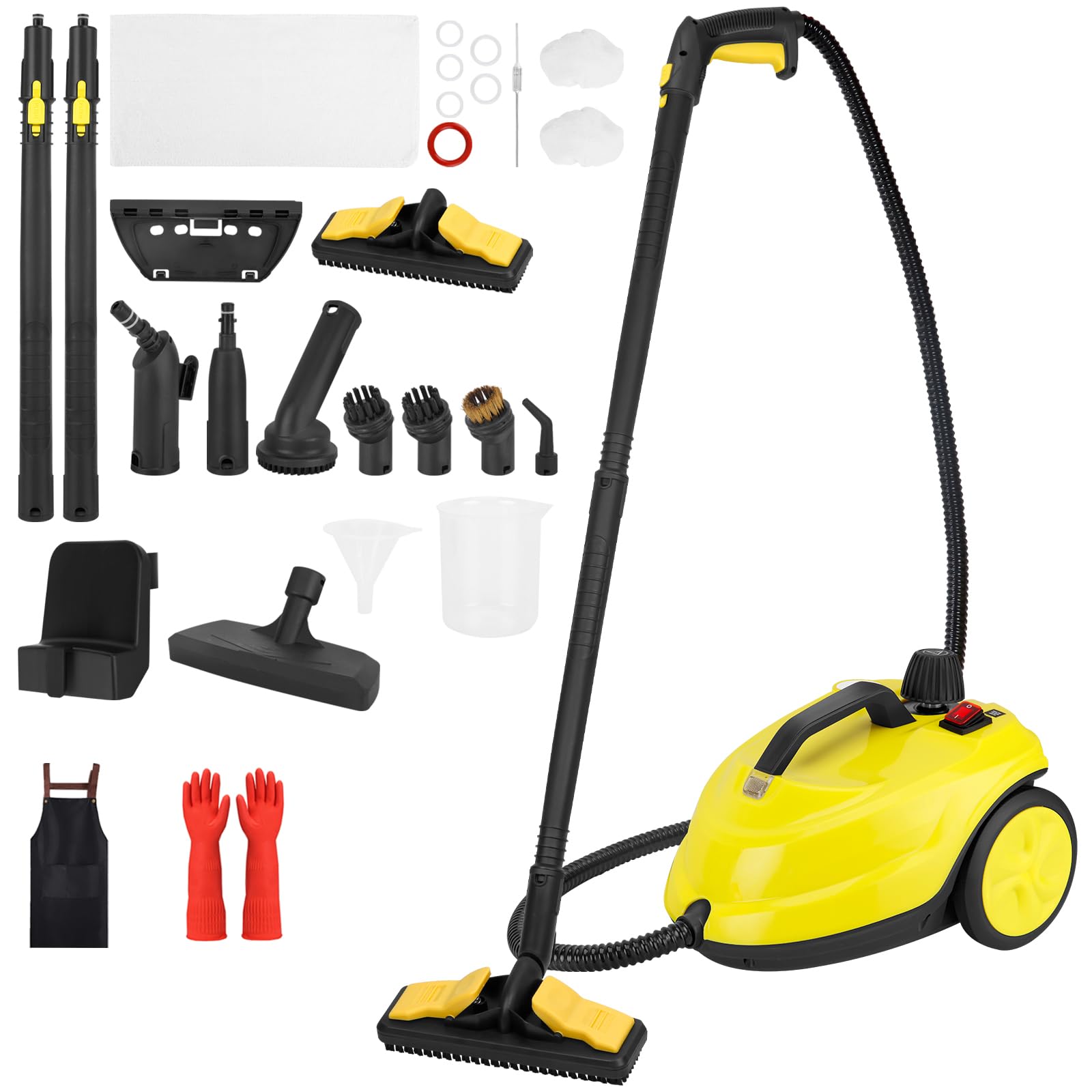2000W Portable Steam Cleaner with 20 Accessories - Multipurpose Household Steamer for Floors, Kitchen, Appliances, Car & Playground Cleaning - Ideal for Deep Cleaning & Sanitizing (Yellow)