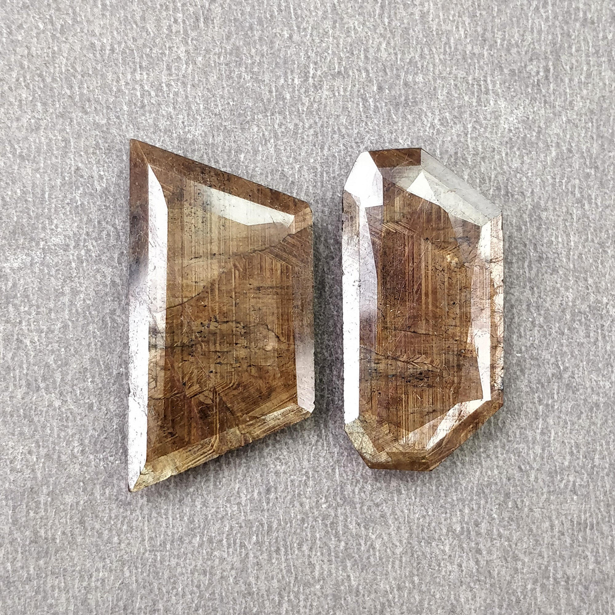 Natural Untreated Golden Brown Chocolate Sheen Sapphire Gemstone - 39.80cts, Normal Cut, 26x13mm & 28x14.5mm (2 Pieces) with Video - Perfect for Jewelry Making, Engagement Rings & Unique Gift Ideas