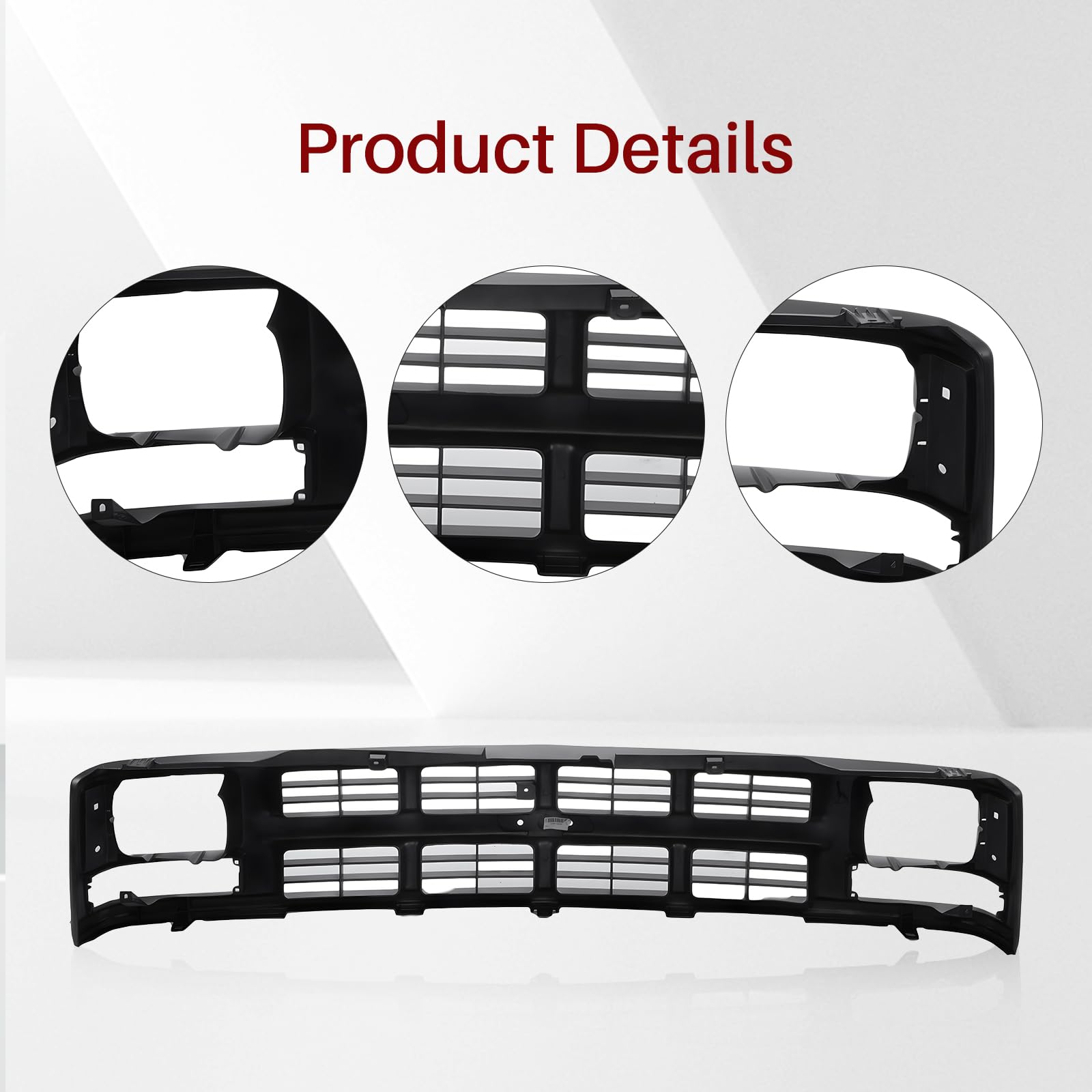 Black Front Grille with Sealed Beam Headlight for 1994-2000 Chevy C/K 1500 2500 3500 Blazer Tahoe - GM1200358 15709236 - Perfect for Off-Roading & Truck Customization