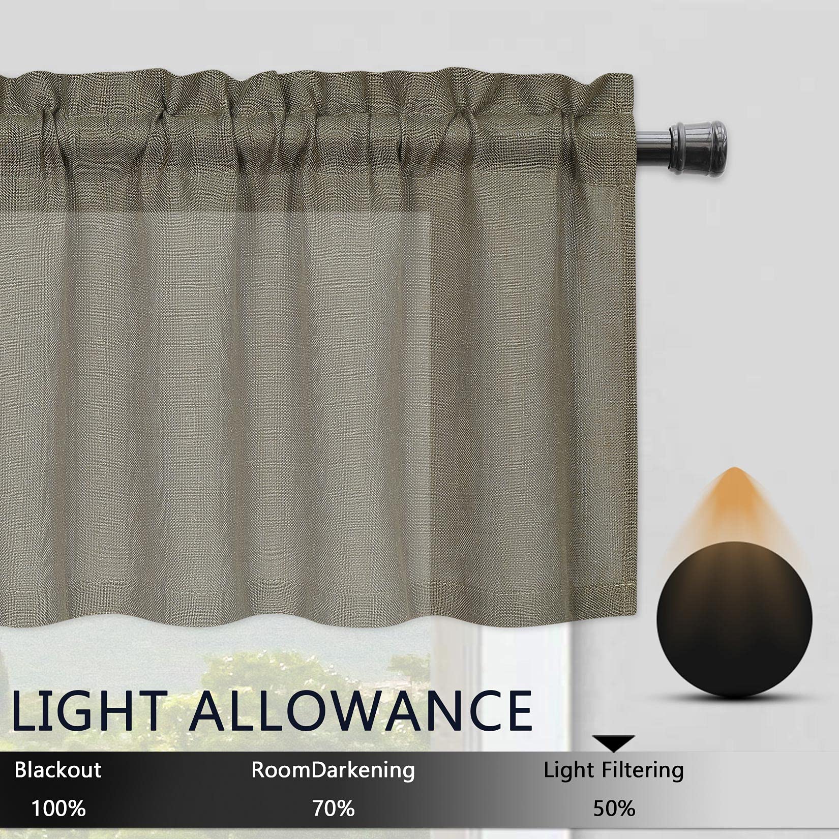 GlowSol Linen Kitchen Curtains 26