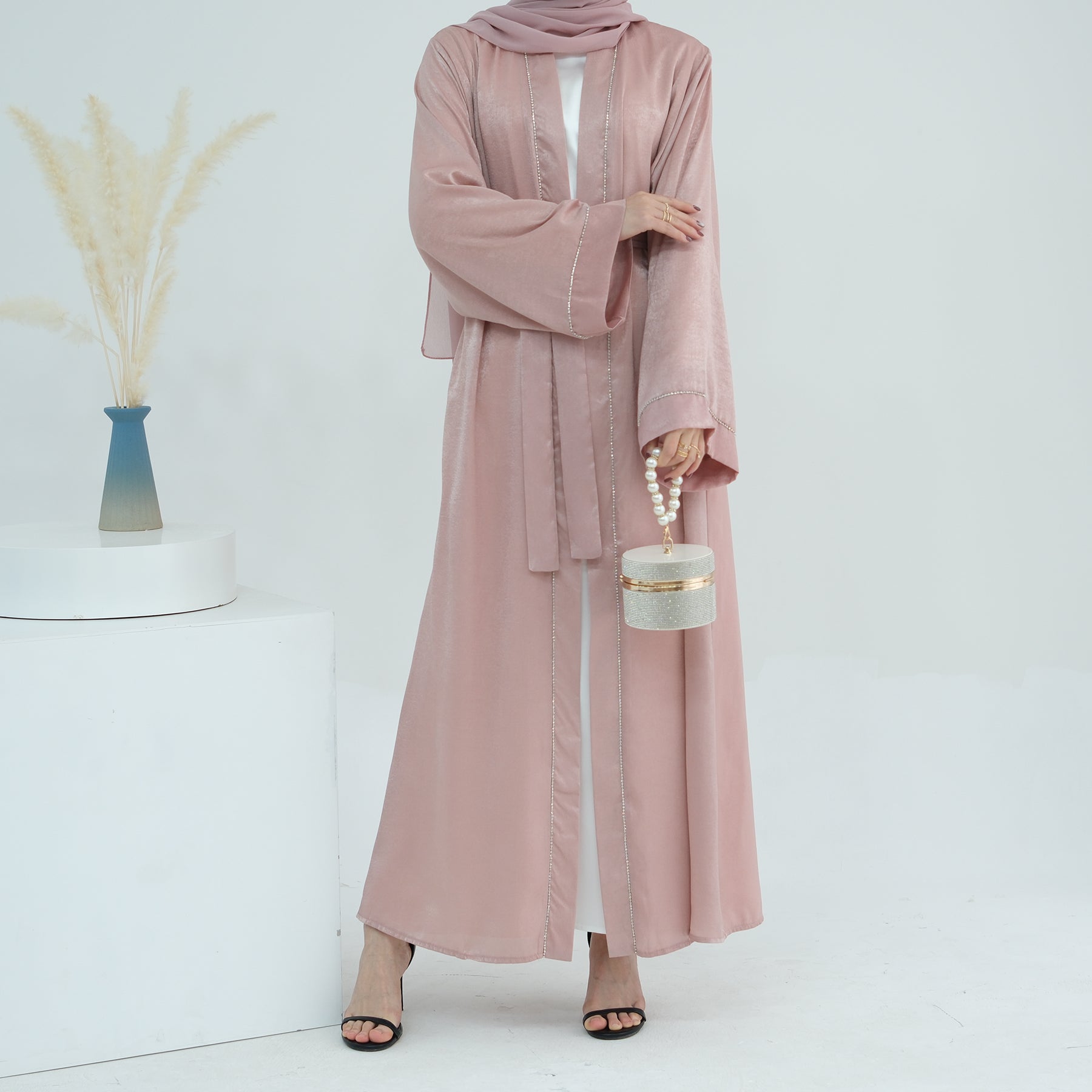 Angie Abaya Set - Pink Coral | Modest Muslim Dress for Women | Perfect for Prayer, Eid, and Special Occasions