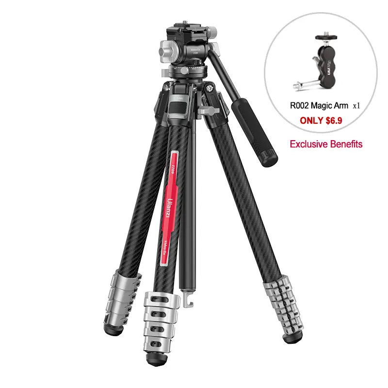 Ulanzi TT09 Carbon Fiber Travel Tripod for Video & Photography - Lightweight & Portable for Vloggers, YouTubers & Outdoor Adventures