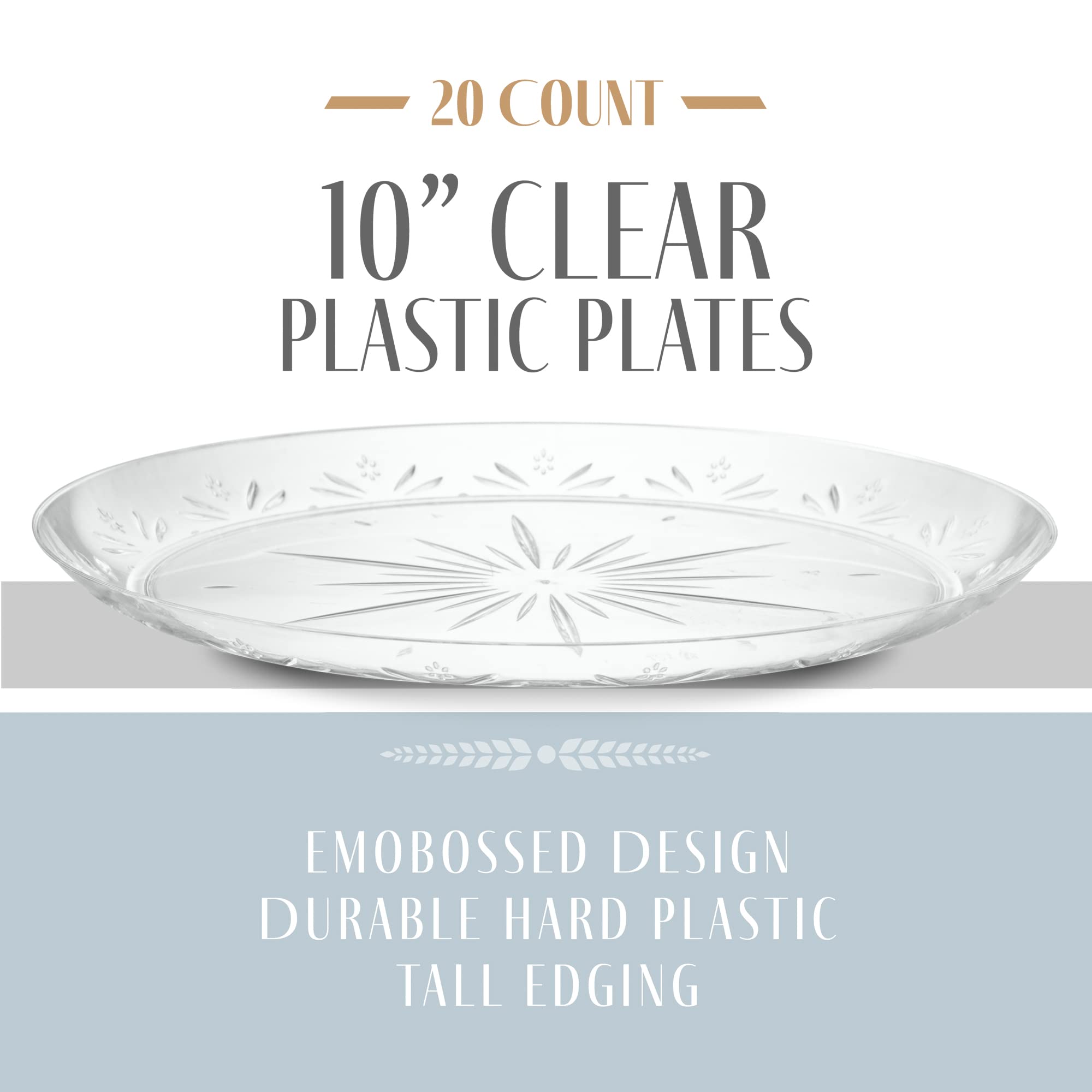 PLASTICPRO Premium Heavy Duty Clear Disposable Plastic Plates - 10 Inch (240 Count) - Ideal for Parties, Picnics, BBQs & Catering Events