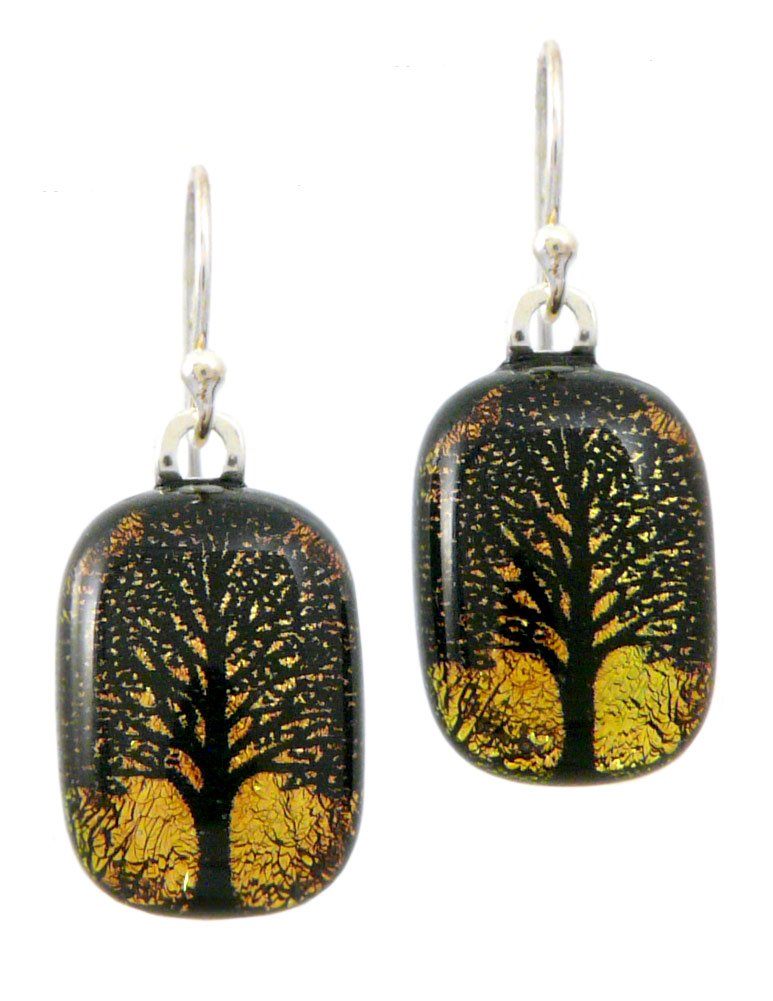 Tree of Life Dichroic Glass Earrings - Handmade Bohemian Jewelry for Women, Perfect for Weddings, Parties, and Everyday Wear