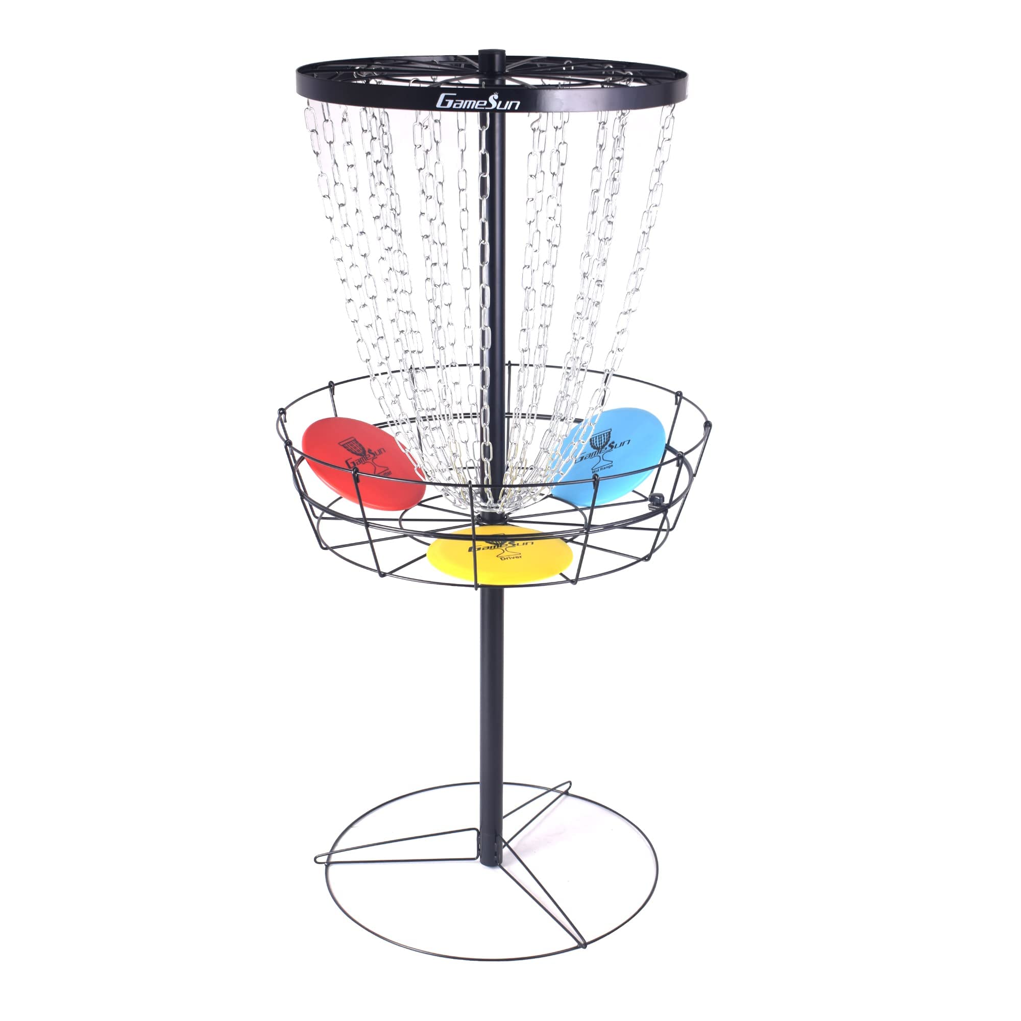 PDGA Standard Size Disc Golf Basket & Target Set with 3 Discs - Professional Outdoor Disc Golf Equipment for Backyard, Park & Tournament Practice