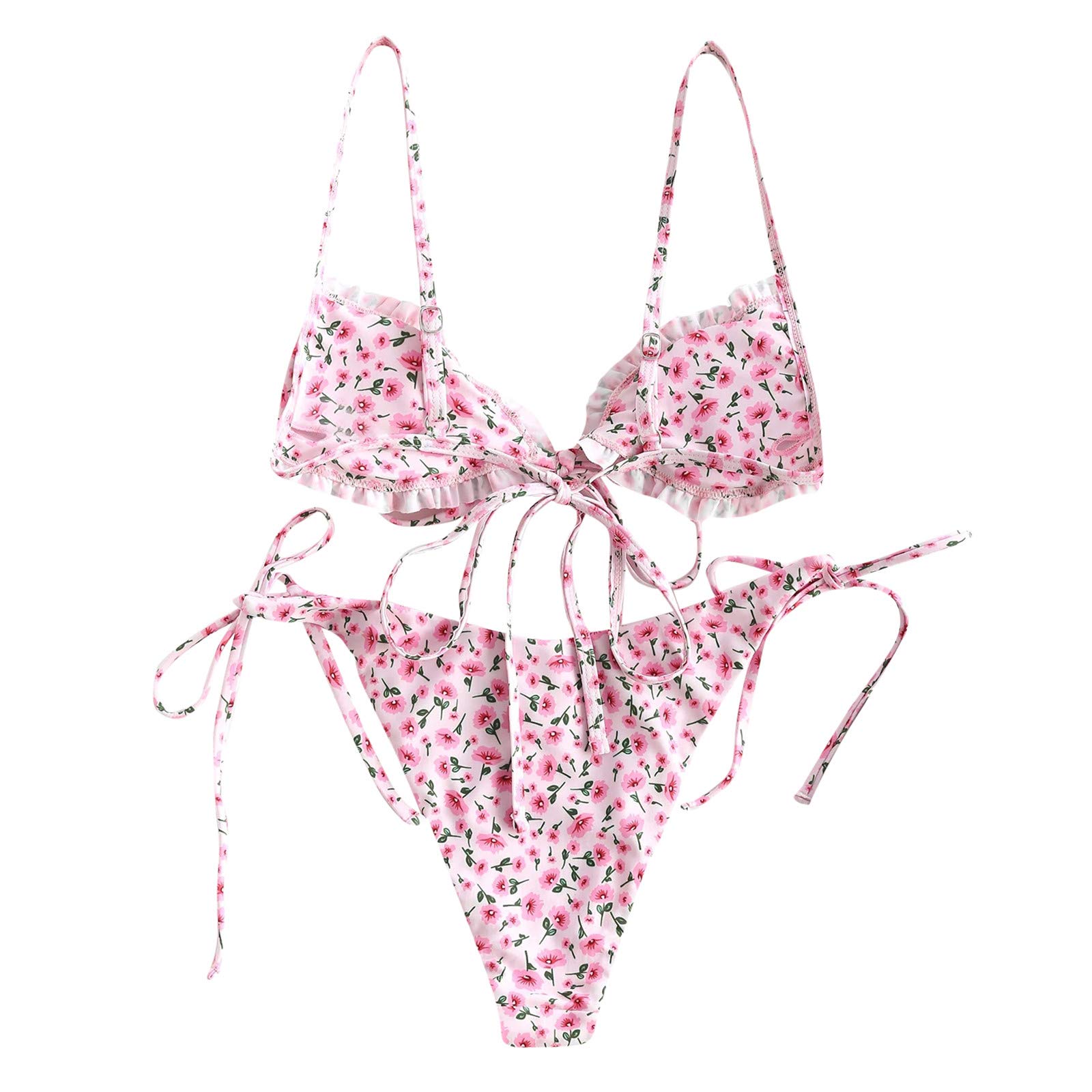 Women's Ruffled Bikini Top & Holzkary Bathing Suit Bottoms - 2 Piece Tankini Swimwear Set for Beach, Pool & Summer Vacations