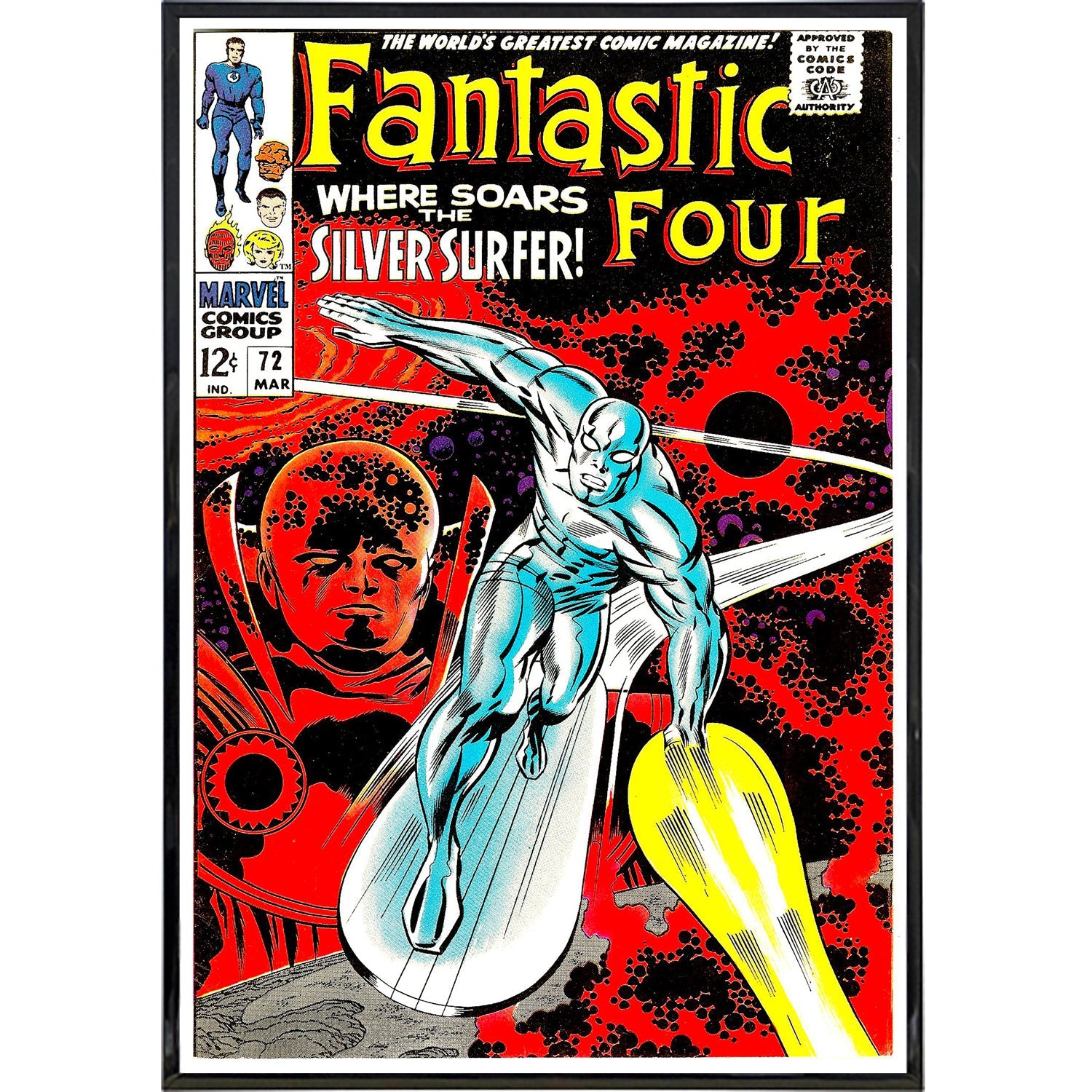 Fantastic Four Issue 72 Comic Book Cover Print - Vintage Marvel Collectible for Fans, Home Decor & Gift Idea
