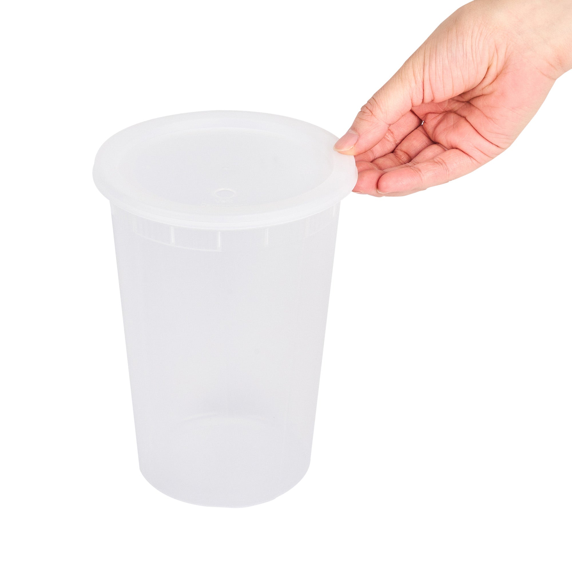 48 oz Round Clear Plastic Soup Containers with Lids - Microwave Safe, 5