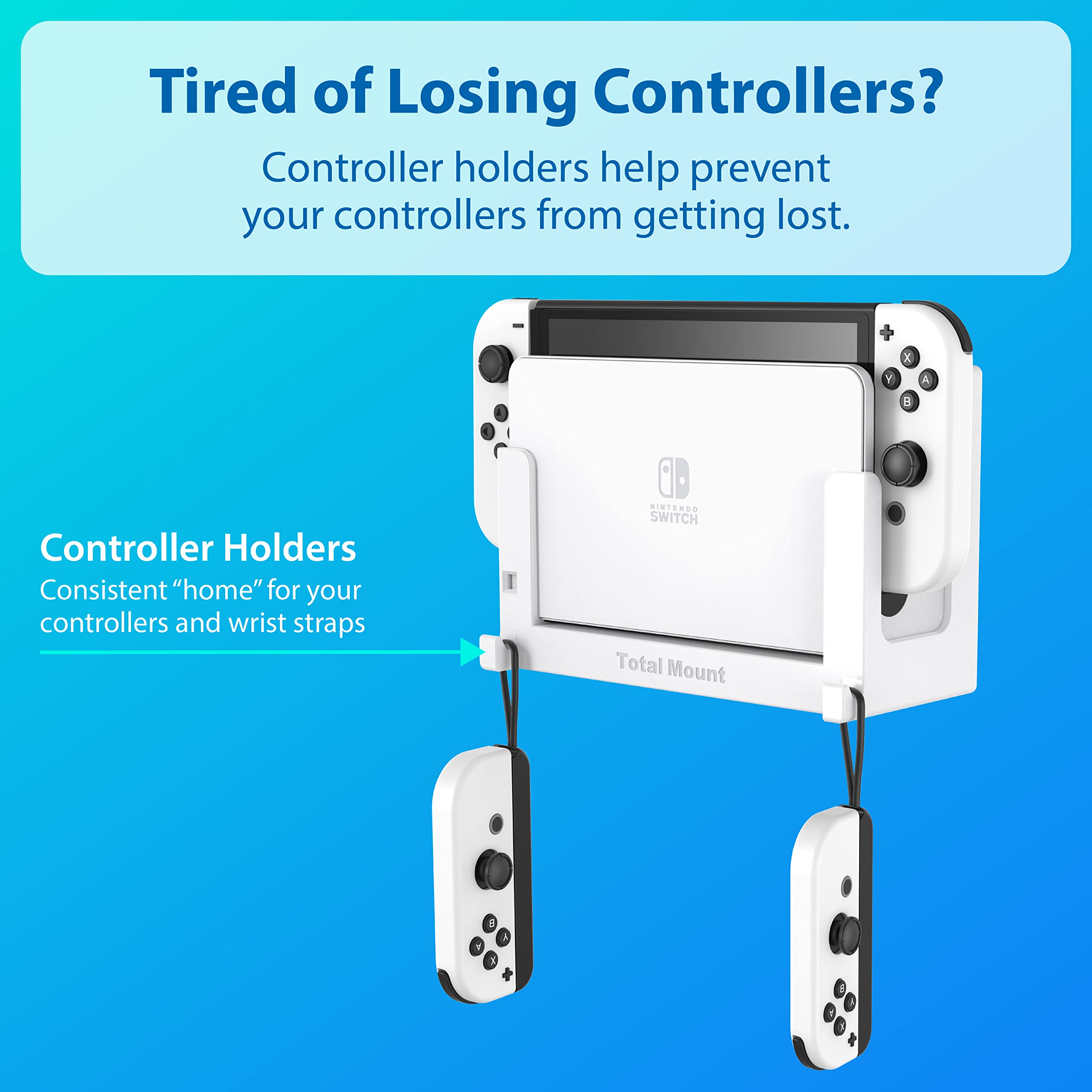 Premium White TotalMount for Nintendo Switch - Universal Wall Mount Bracket for All Switch Models (2017-2023) - Secure TV Gaming Setup for Living Room & Bedroom