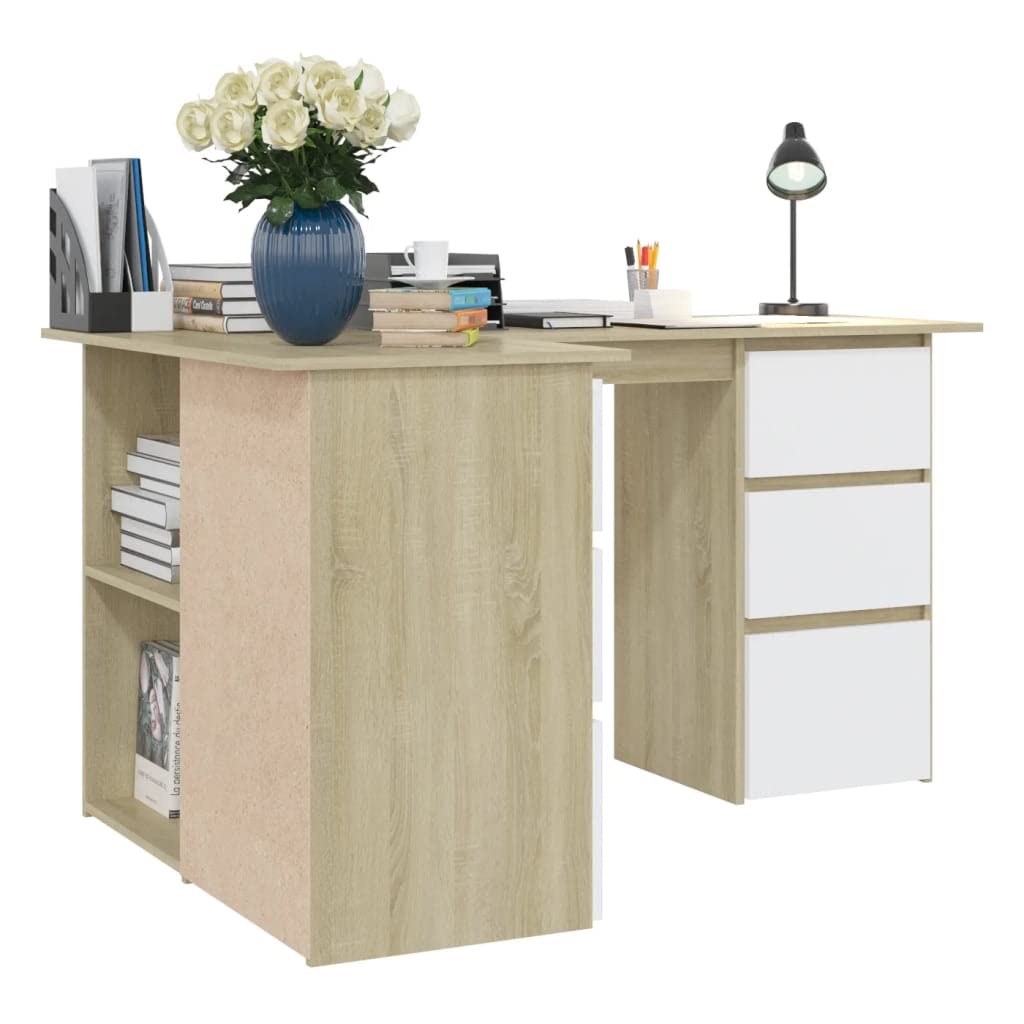 Industrial L-Shaped Corner Computer Desk 57.1