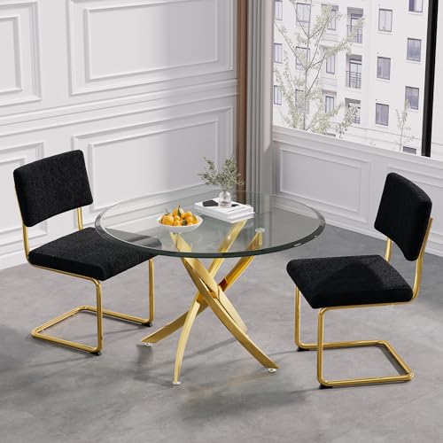 36” Gold Table With 2 Black＆gold Chair