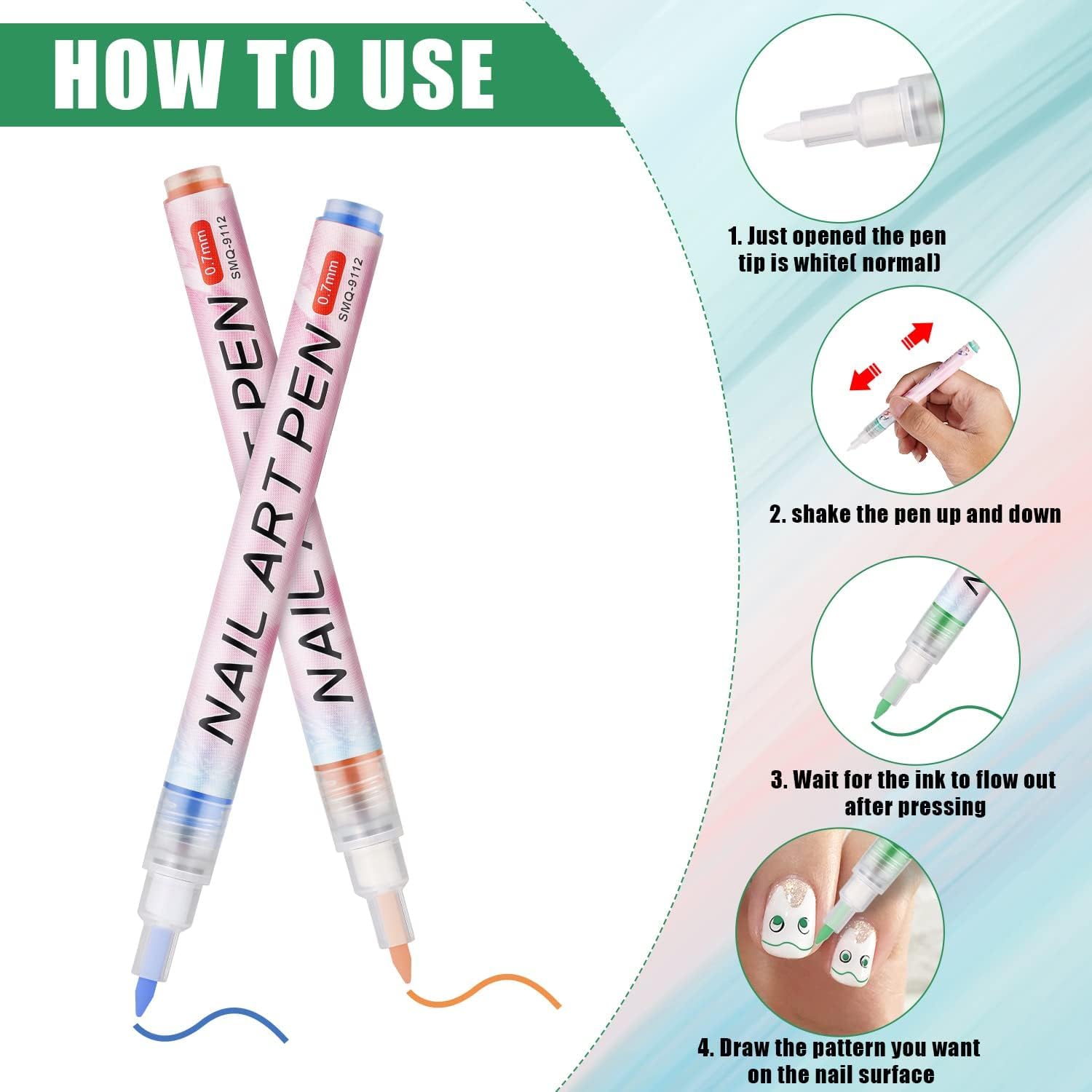 3D Nail Art Pens Set - 12pcs 0.7mm Colorful Gel Polish Pens for DIY Manicure & Nail Design